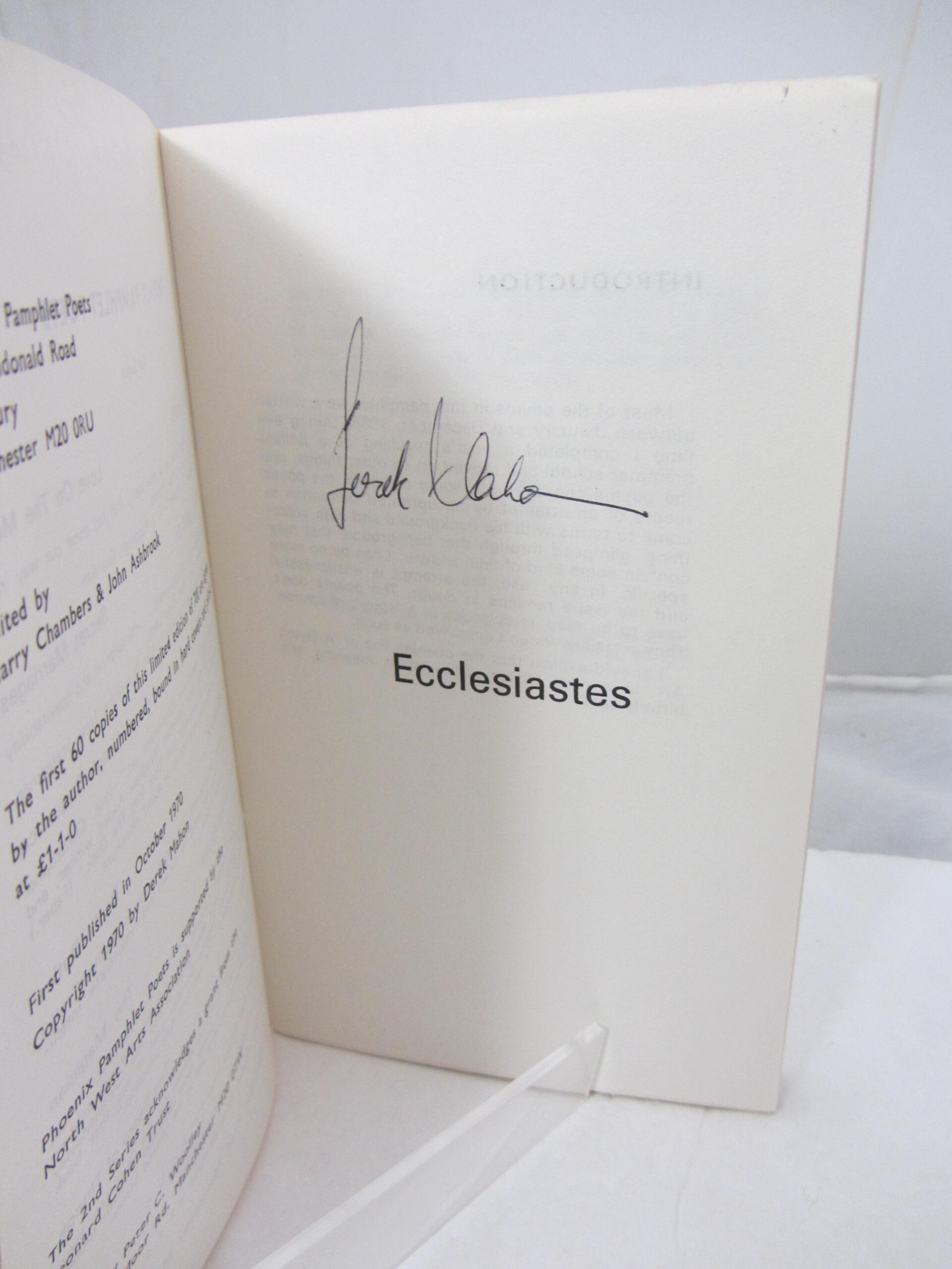 Ecclesiastes. Phoenix Pamphlet Poets No. 9. Published October 1970 - Image 2