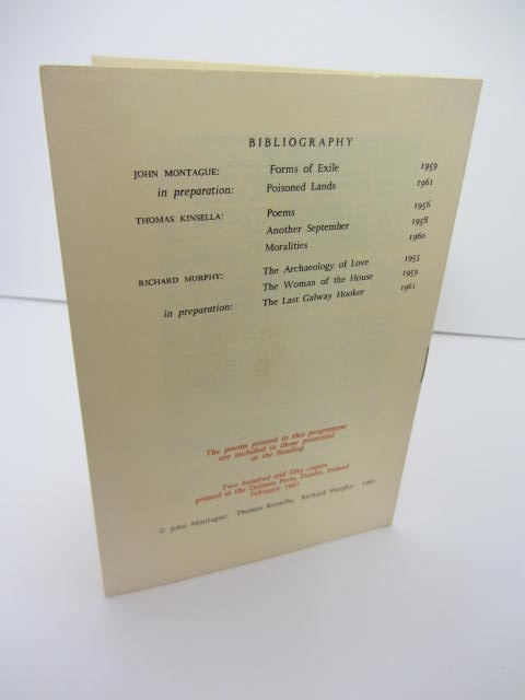 Three Irish Poets. John Montague, Thomas Kinsella, Richard Murphy. A Poetry Reading 1961 - Image 4