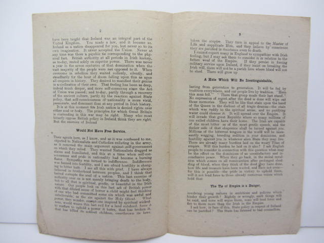 Conscription for Ireland. A Warning to England. The scarcest of AE's celebrated open letters (1919) - Image 2