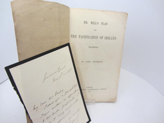 Mr. Mill's Plan for the Pacification of Ireland Examined. With Autograph Letter Signed by Author - Image 2