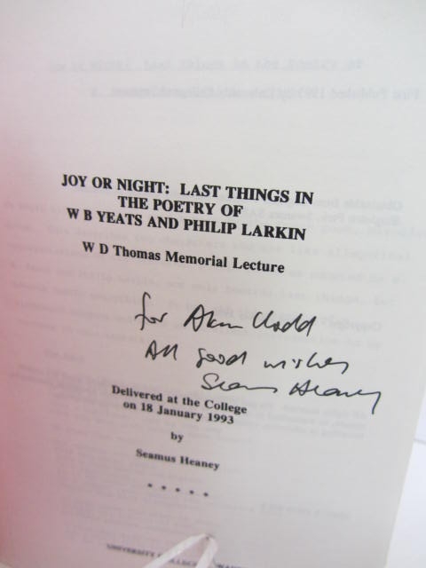 Joy or Night: Last Things in the Poetry of W. B. Yeats and Philip Larkin. Inscribed Copy - Image 2
