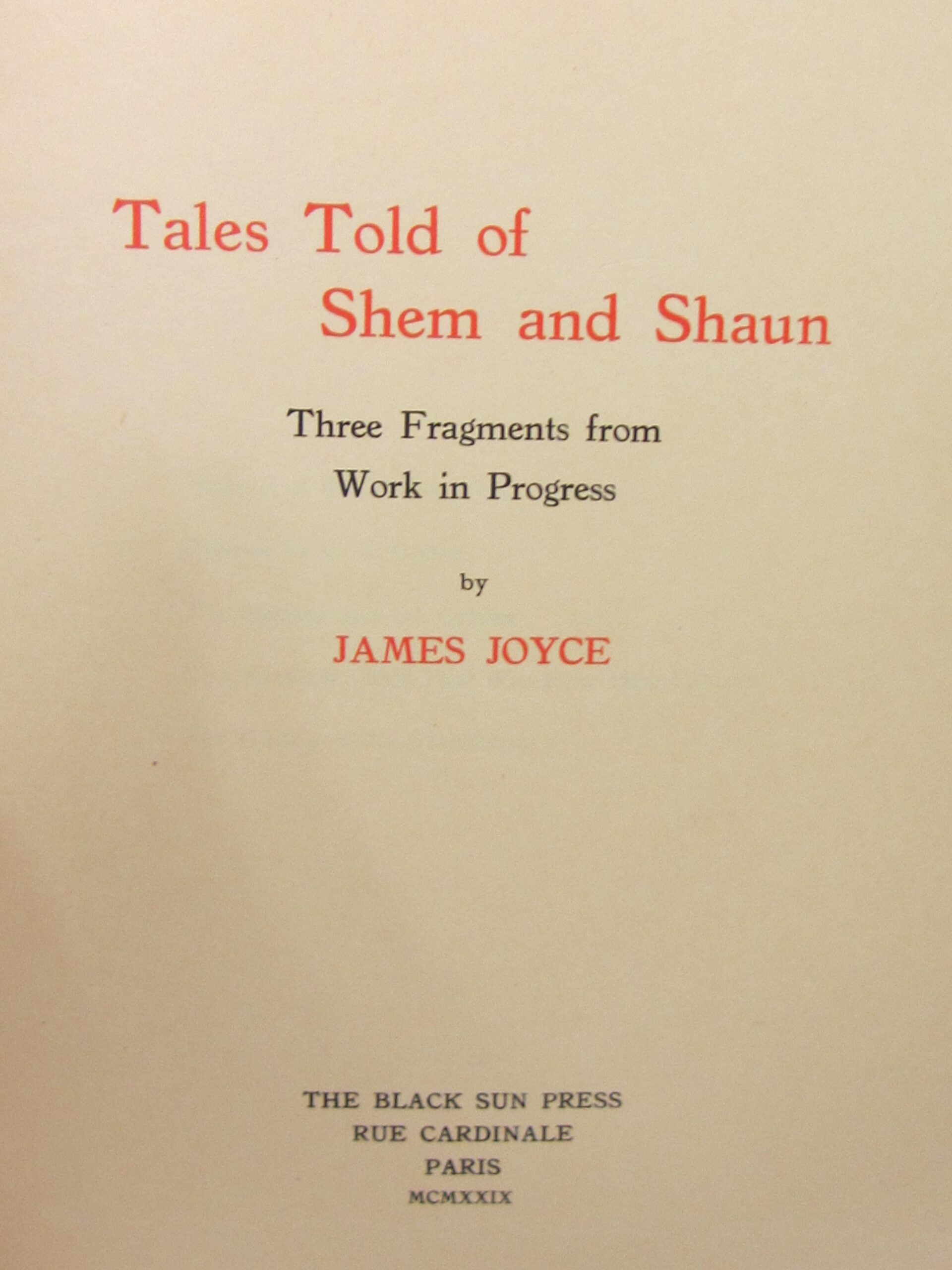 Tales Told of Shem and Shaun. Limited Signed Edition (1929) - Image 3