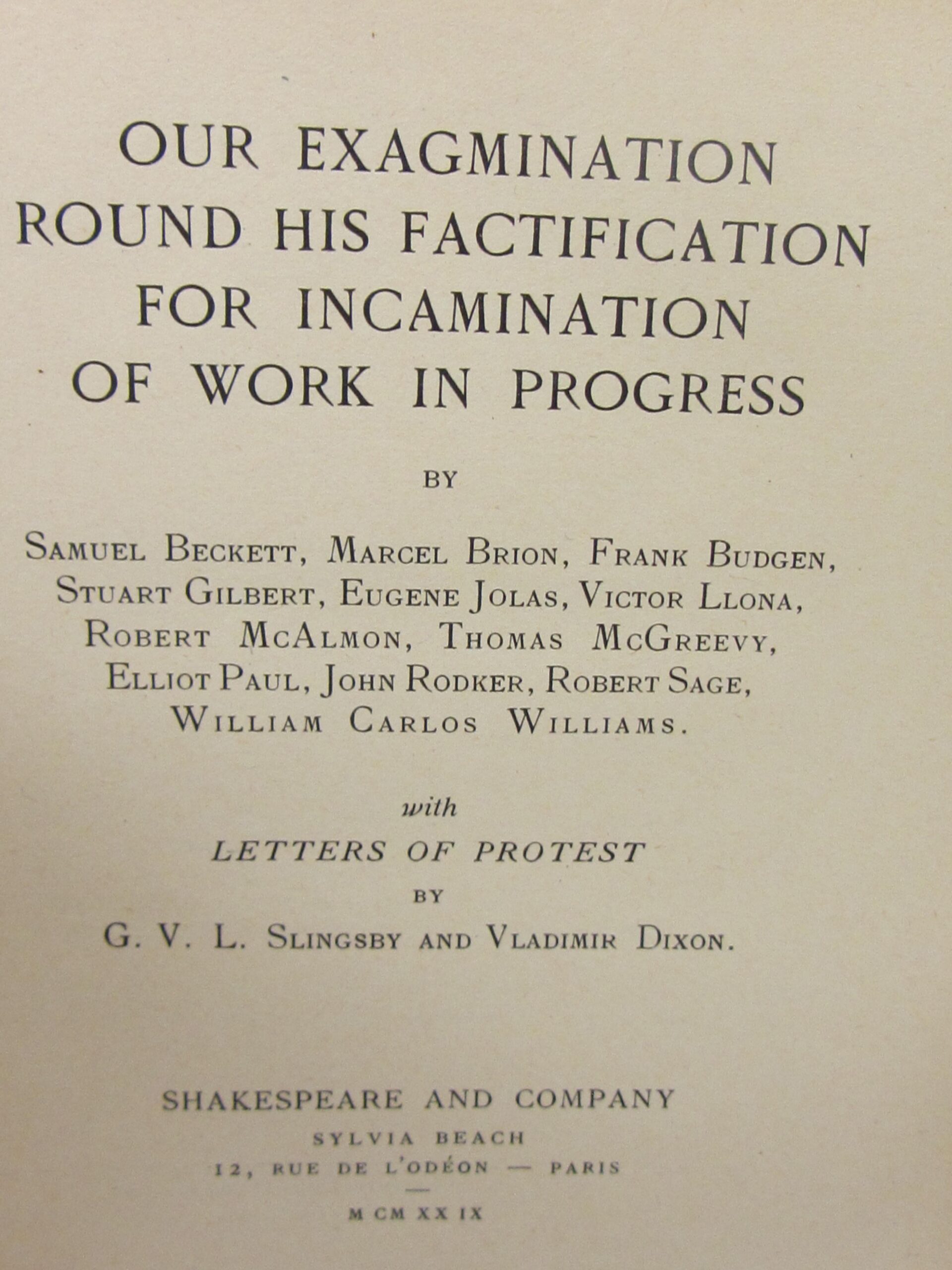 Our Exagmination Of Work in Progress. Inscribed By Sylvia Beach (1929) - Image 5