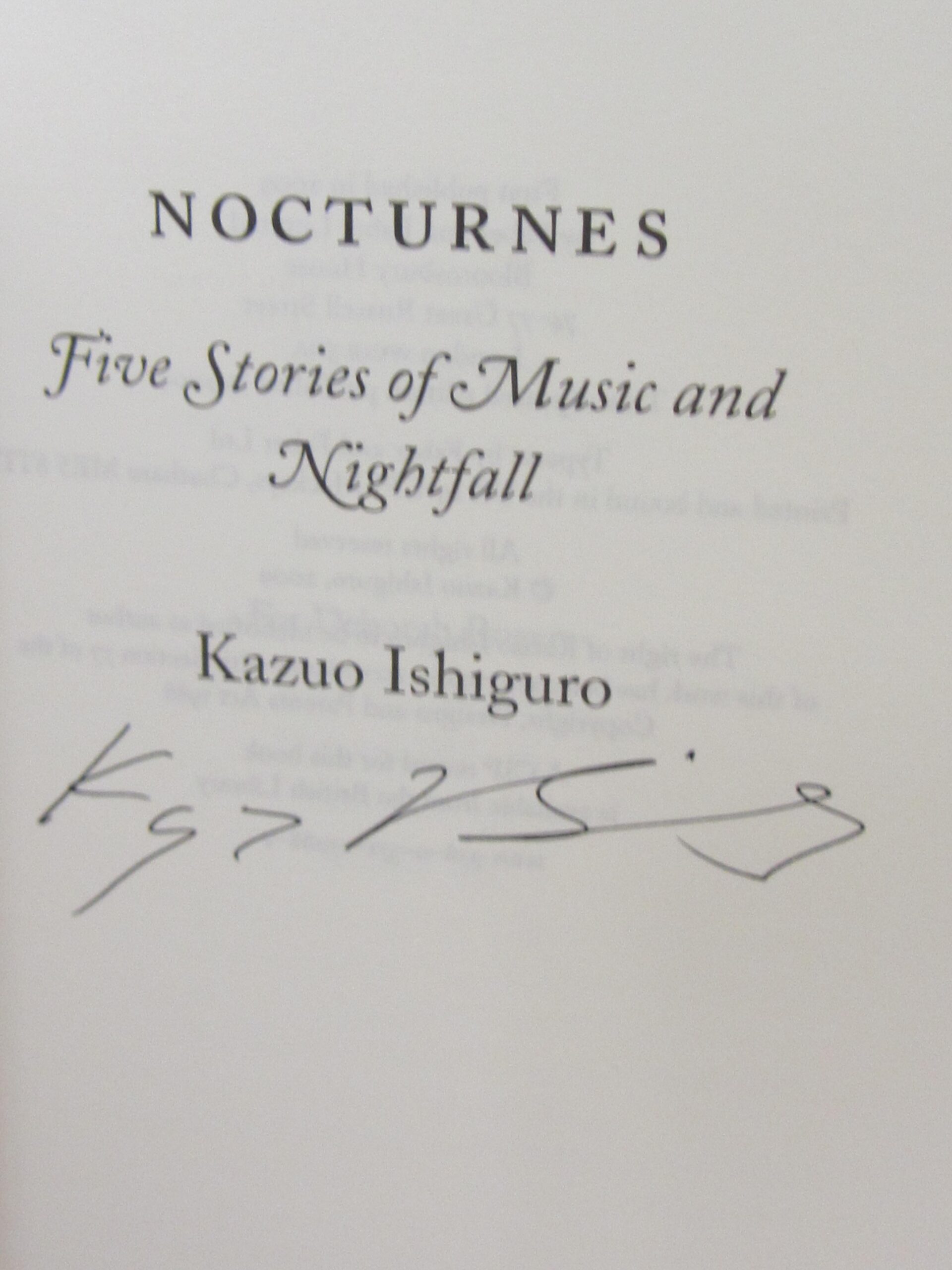 Nocturnes. Five Stories of Music and Nightfall. Author Signed (2009) - Image 3