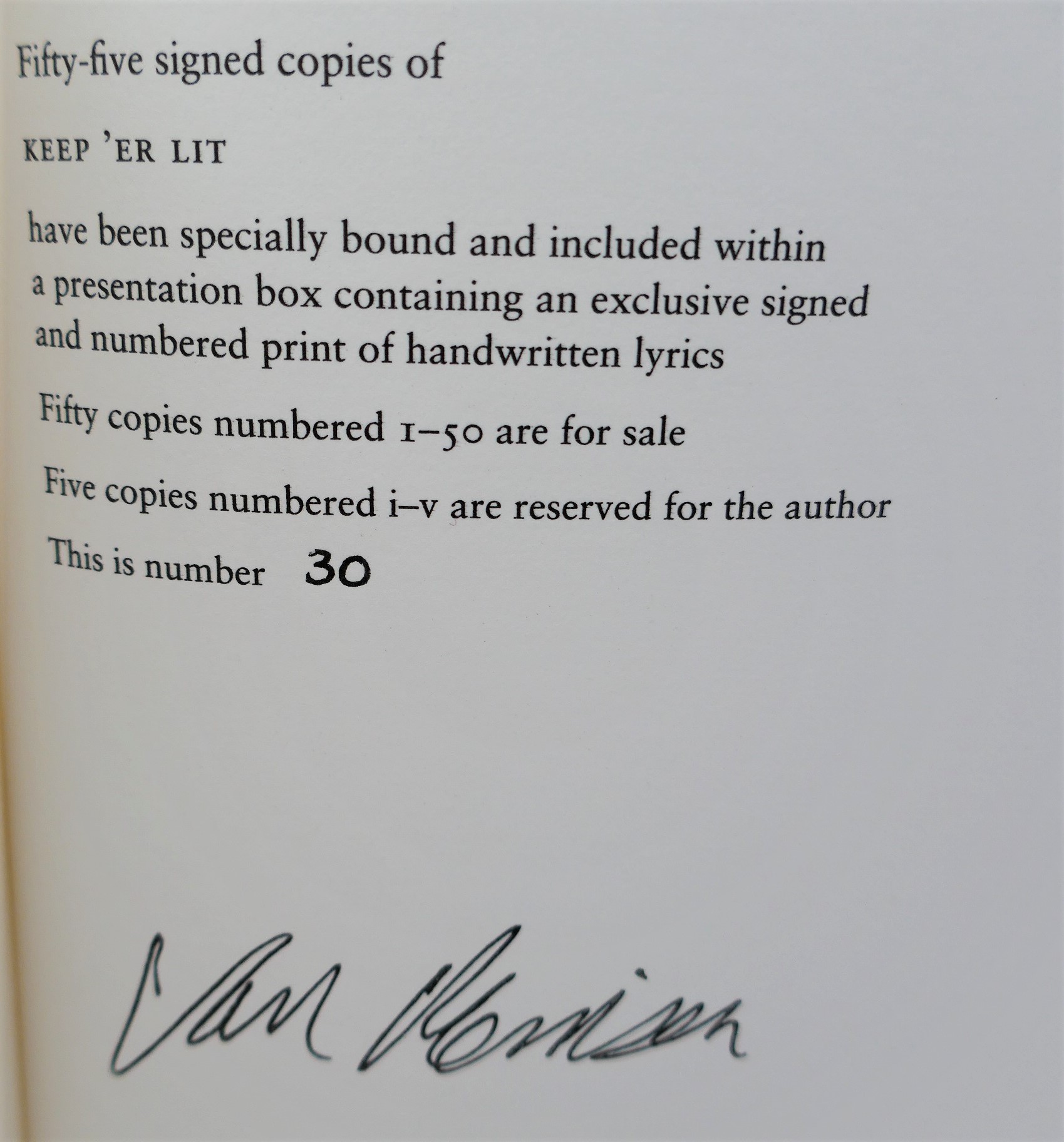 Keep 'Er Lit. New Selected Lyrics. Limited Signed Issue (2020) - Image 3