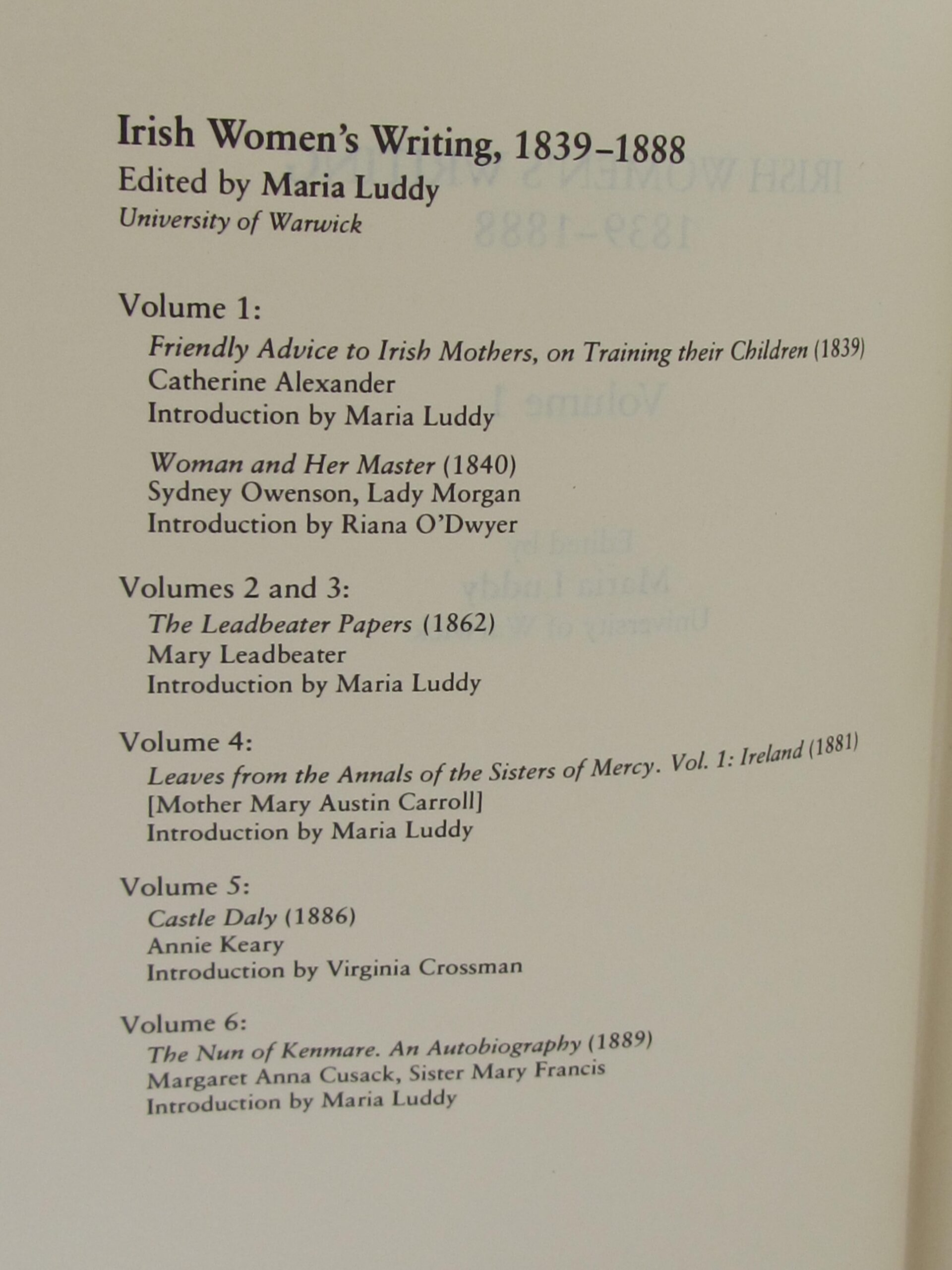 Irish Women's Writing 1839-1888. - Image 5