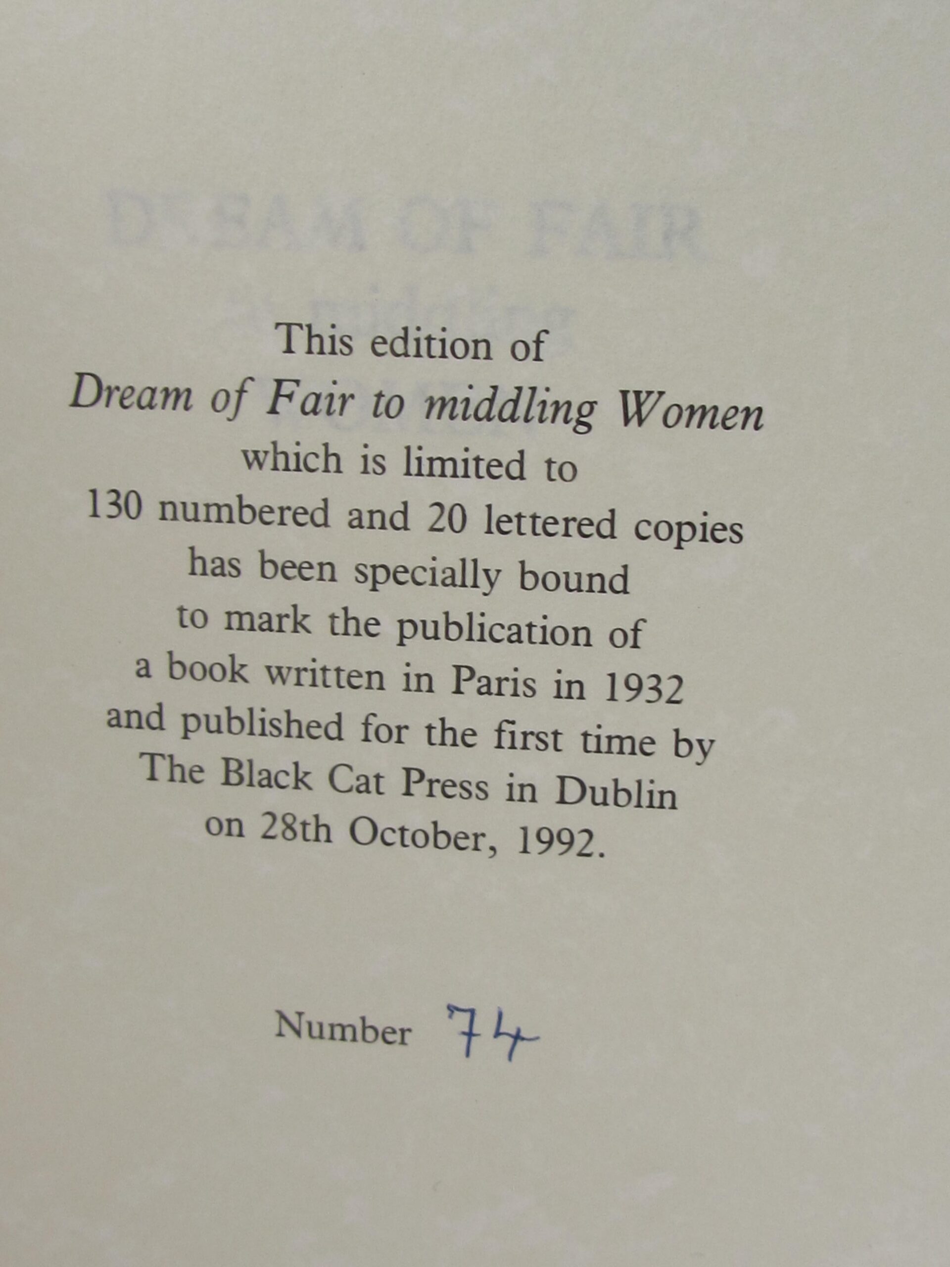 Dream of Fair to Middling Women. Limited Issue (1992) - Image 4