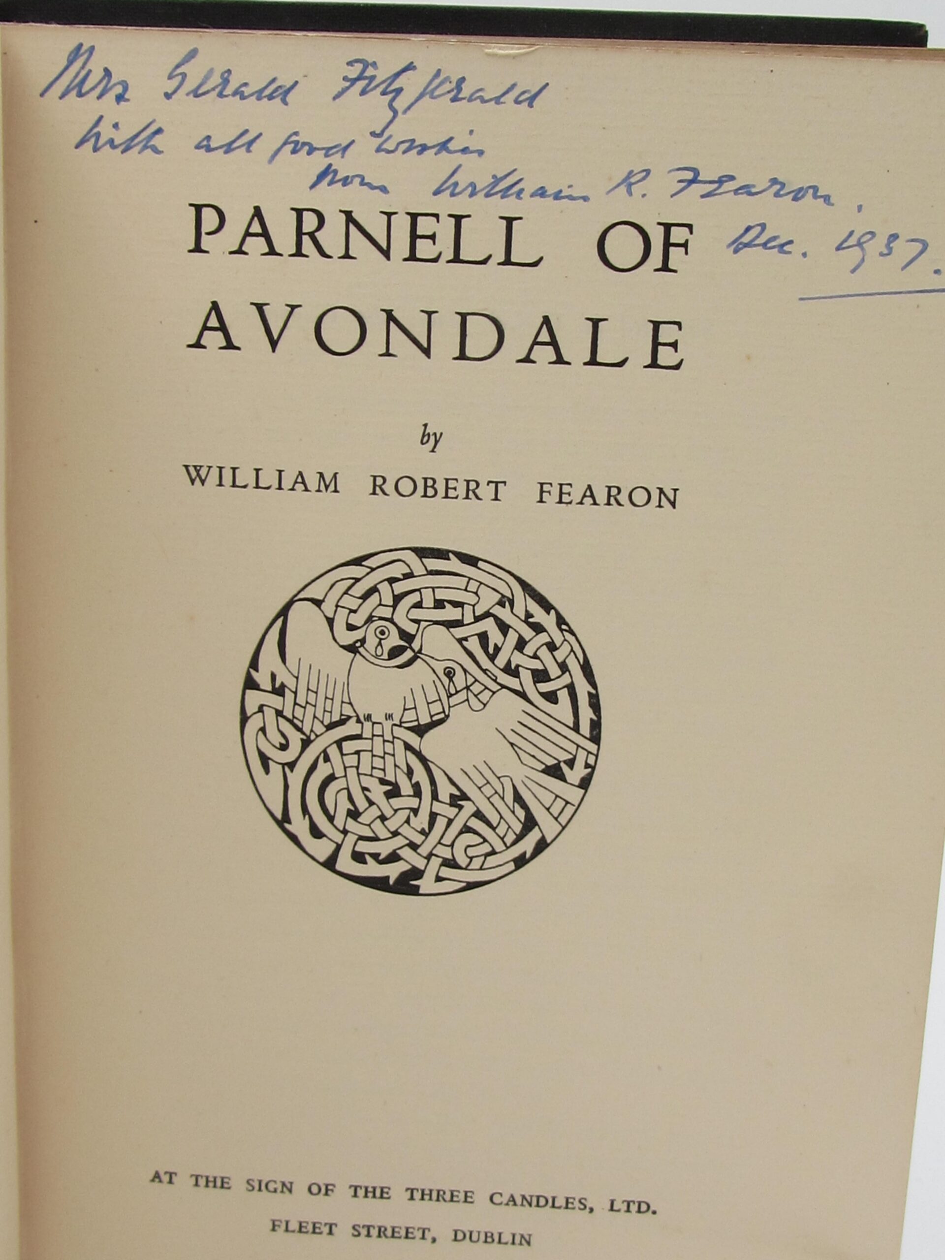 Parnell of Avondale. Inscribed Copy (1937) - Image 3