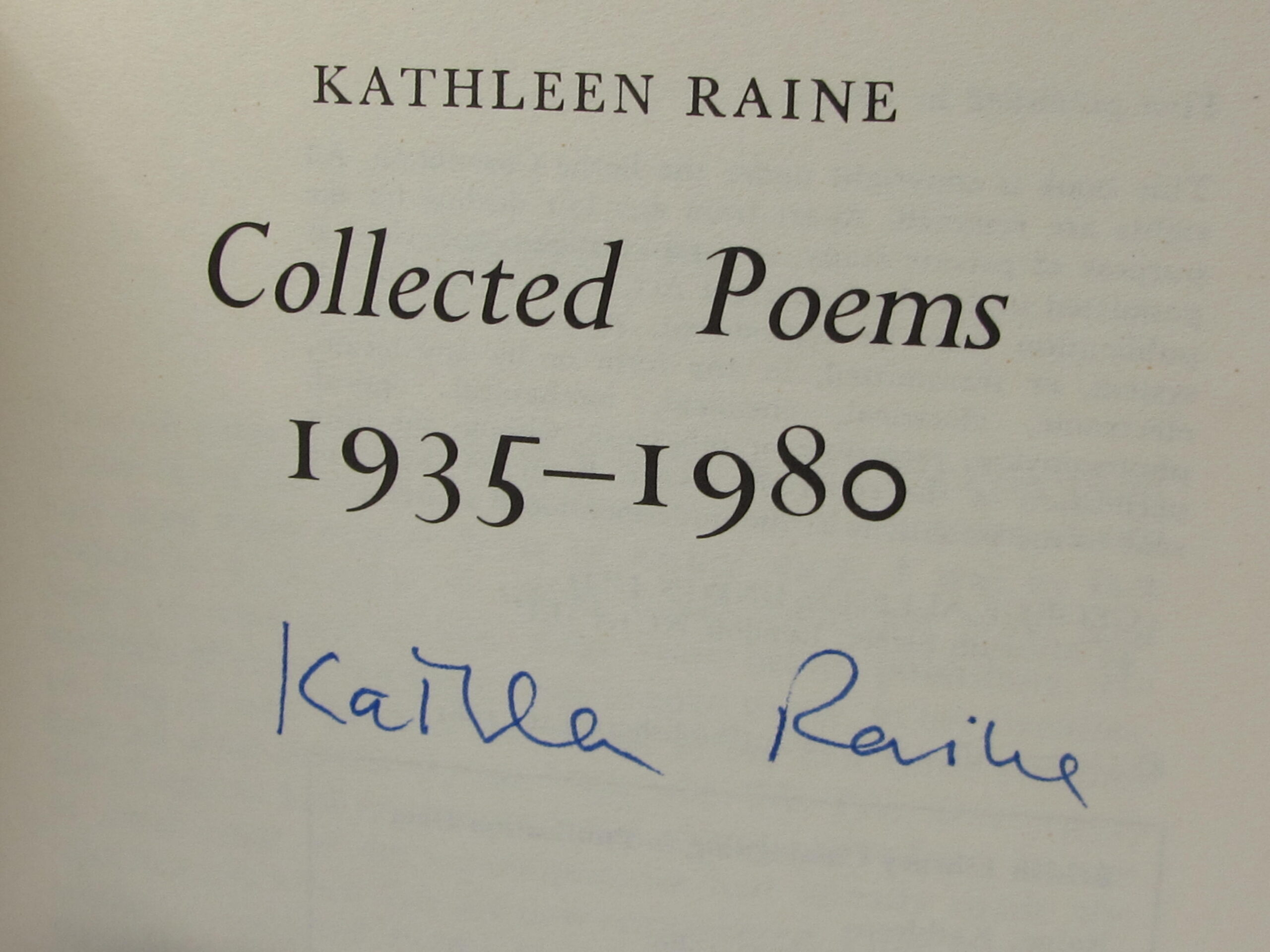 Collected Poems 1935-1980. Author Signed (1981) - Image 3