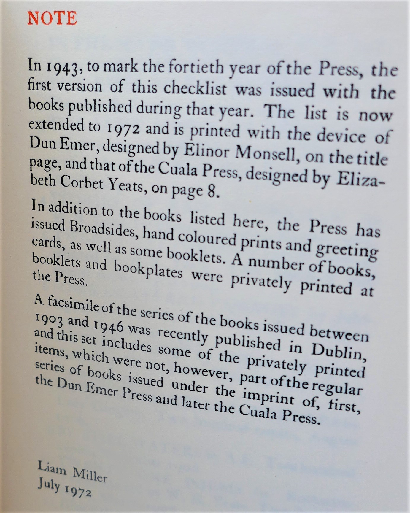 A List of Books Published by Dun Emer Press & Cuala Press (1972) - Image 3
