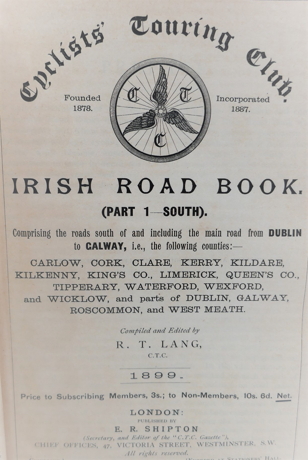 Cycling Touring Club. Irish Road Book (1899-1900) - Image 3