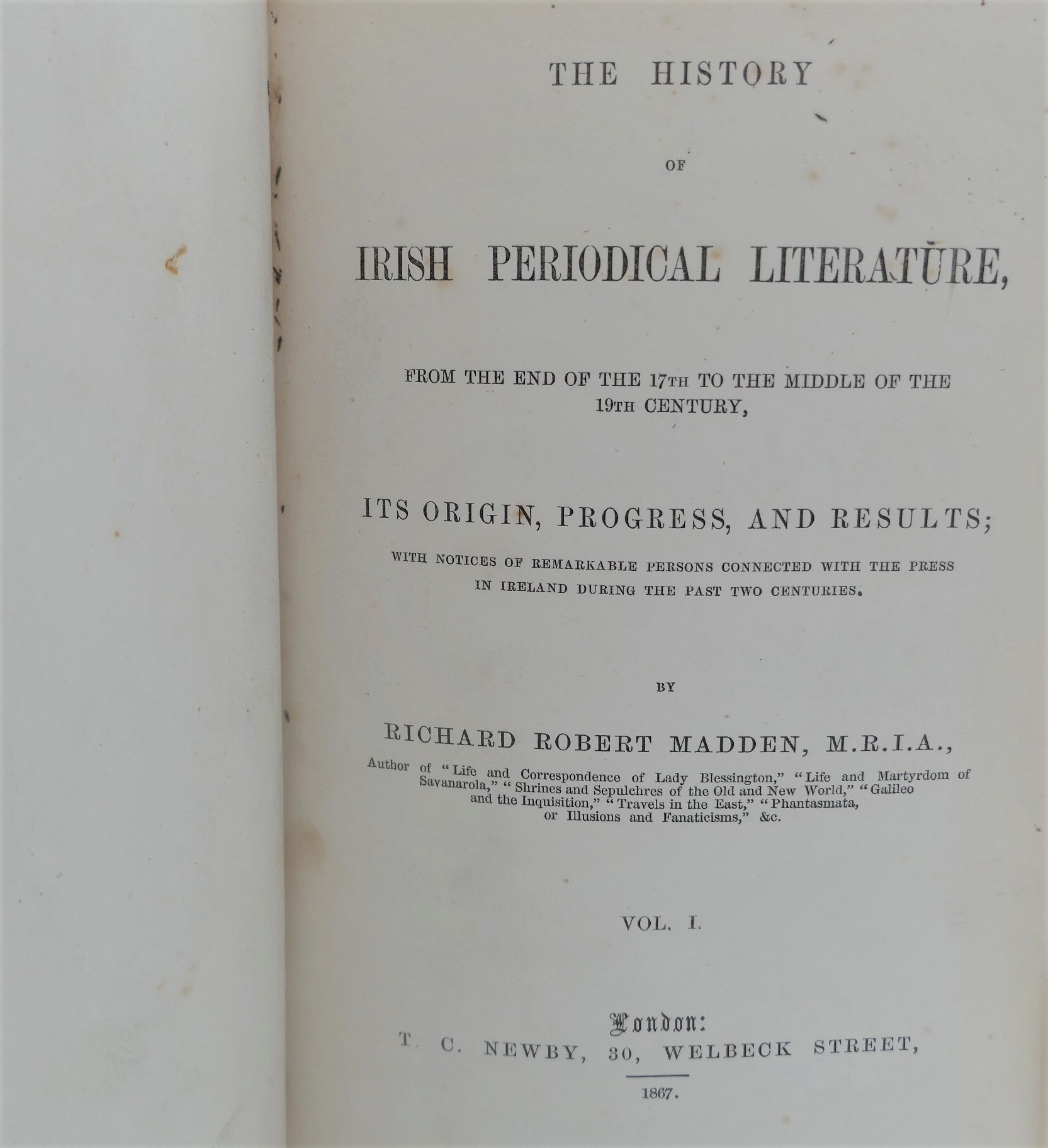 The History of Irish Periodical Literature. Two Volumes (1867) - Image 3