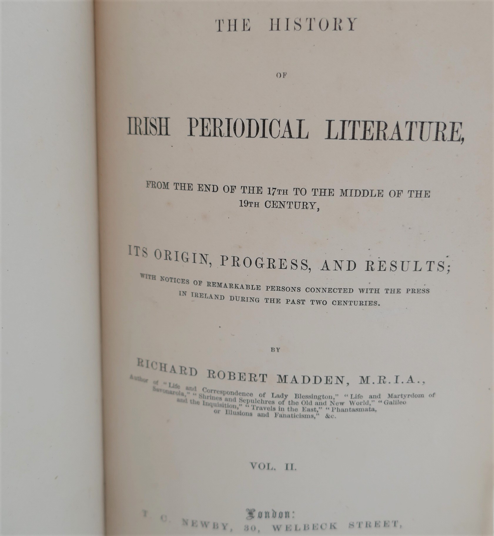 The History of Irish Periodical Literature. Two Volumes (1867) - Image 6