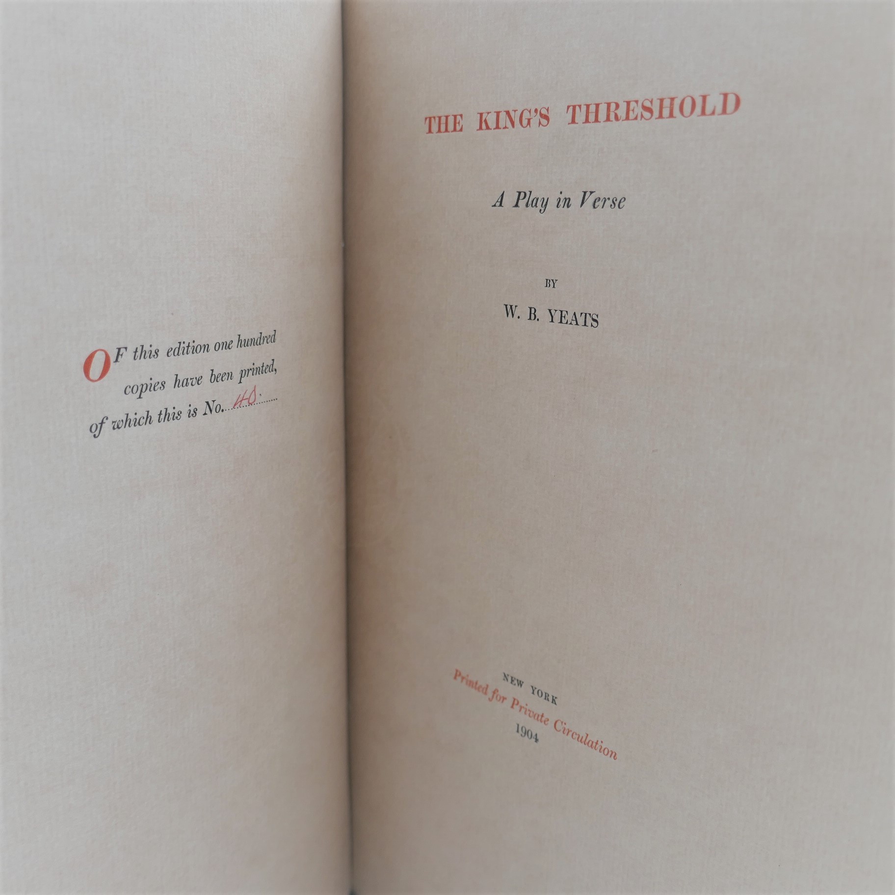 The King's Threshold. A Play in Verse. Limited Edition (1904) - Image 3
