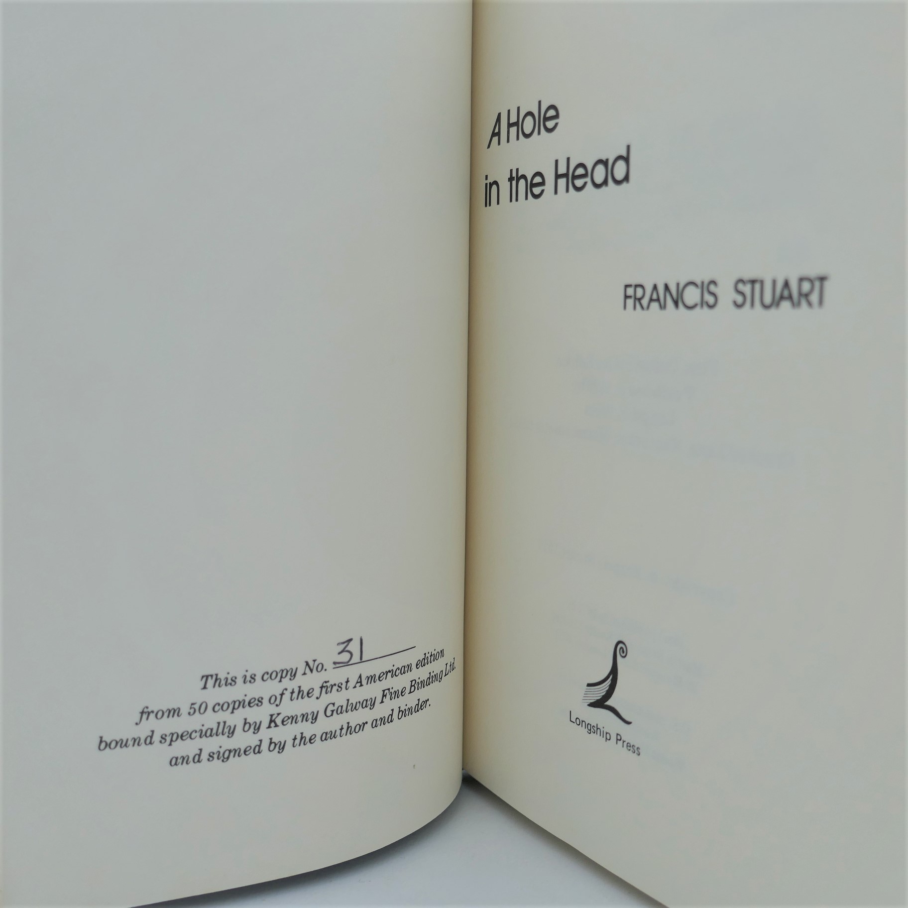 A Hole in the Head. One of 50 Copies, Signed by the Author - Image 2