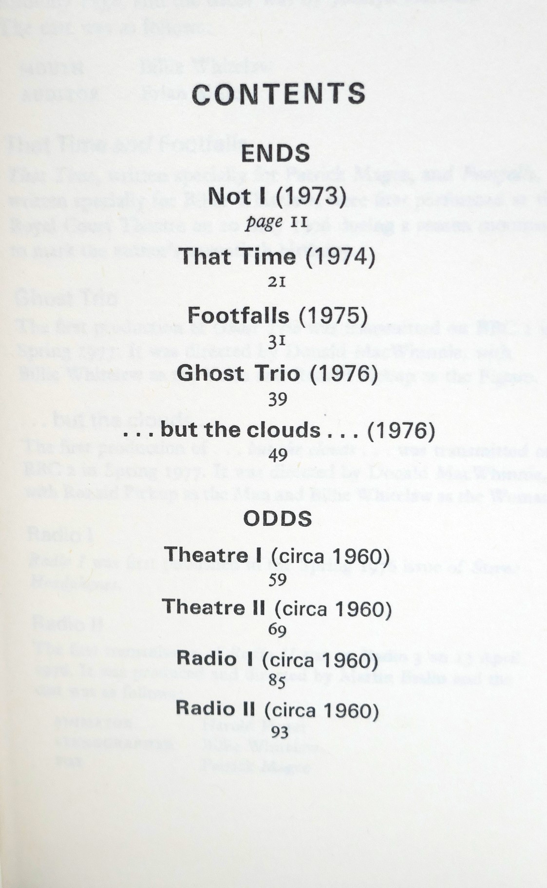Ends and Odds. Plays and Sketches (1977) - Image 2