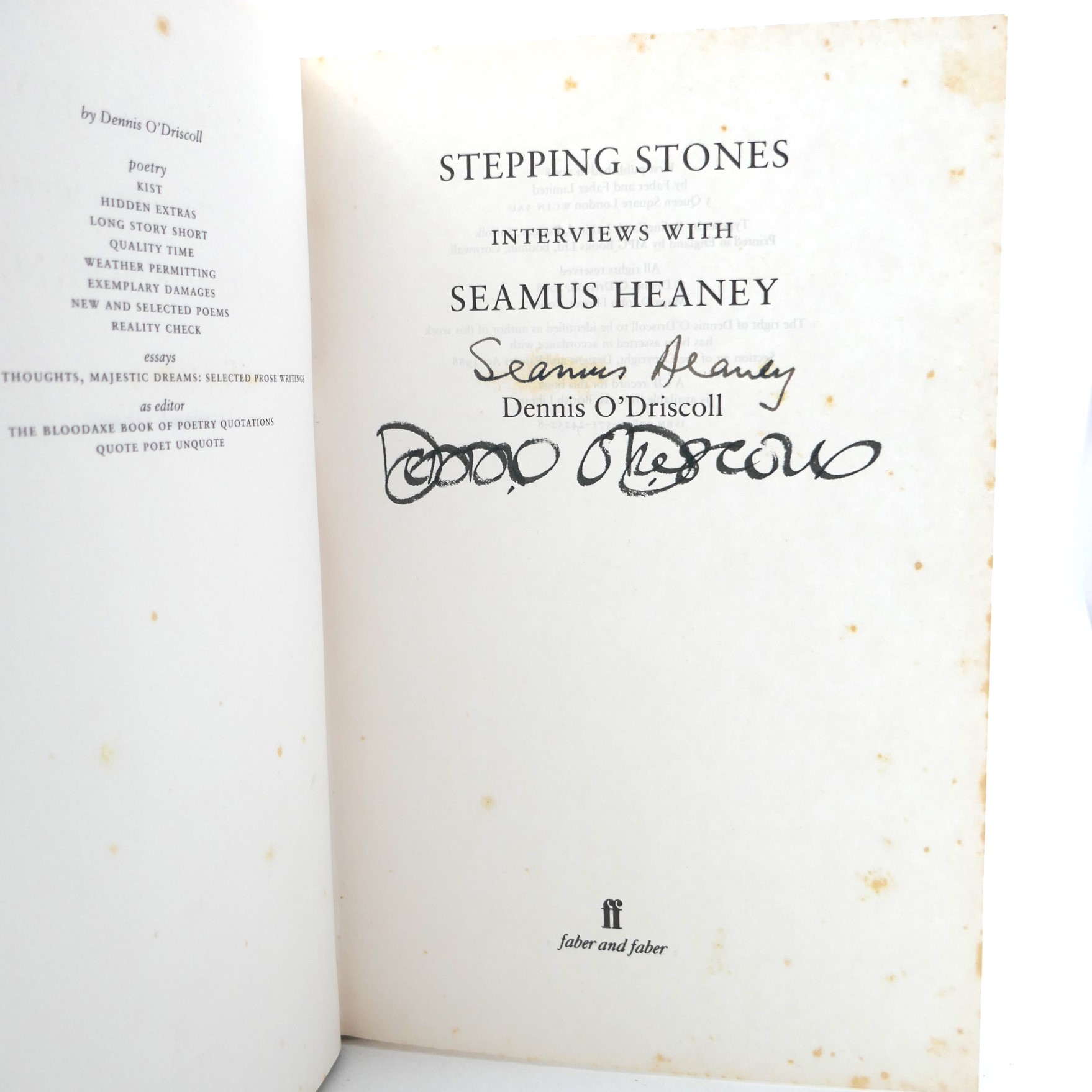 Stepping Stones. Interviews With Seamus Heaney. Signed Copy (2008) - Image 2