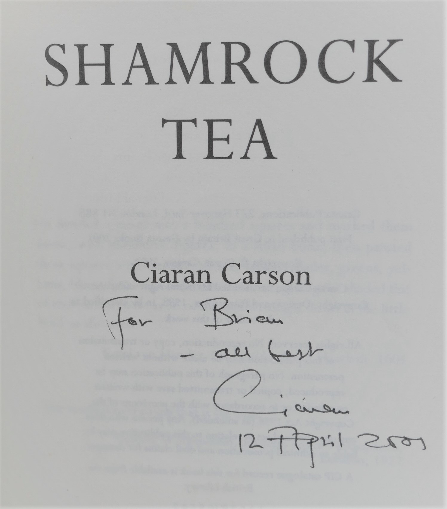 Shamrock Tea. Inscribed Copy (2002) - Image 2