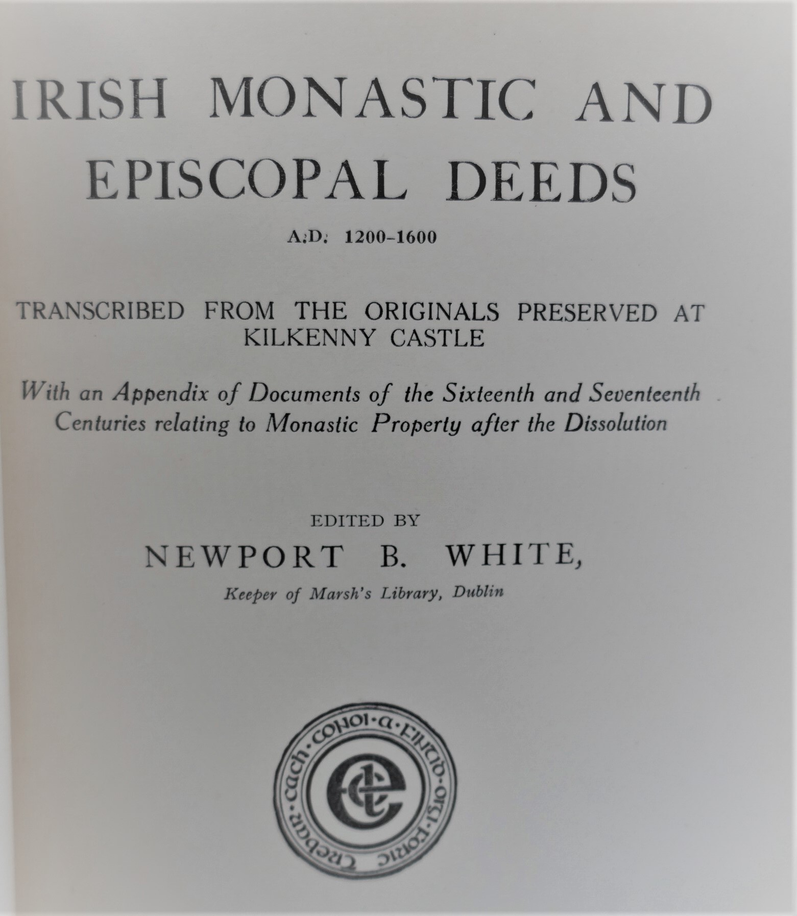 Irish Monastic and Episcopal Deeds (1936) - Image 2