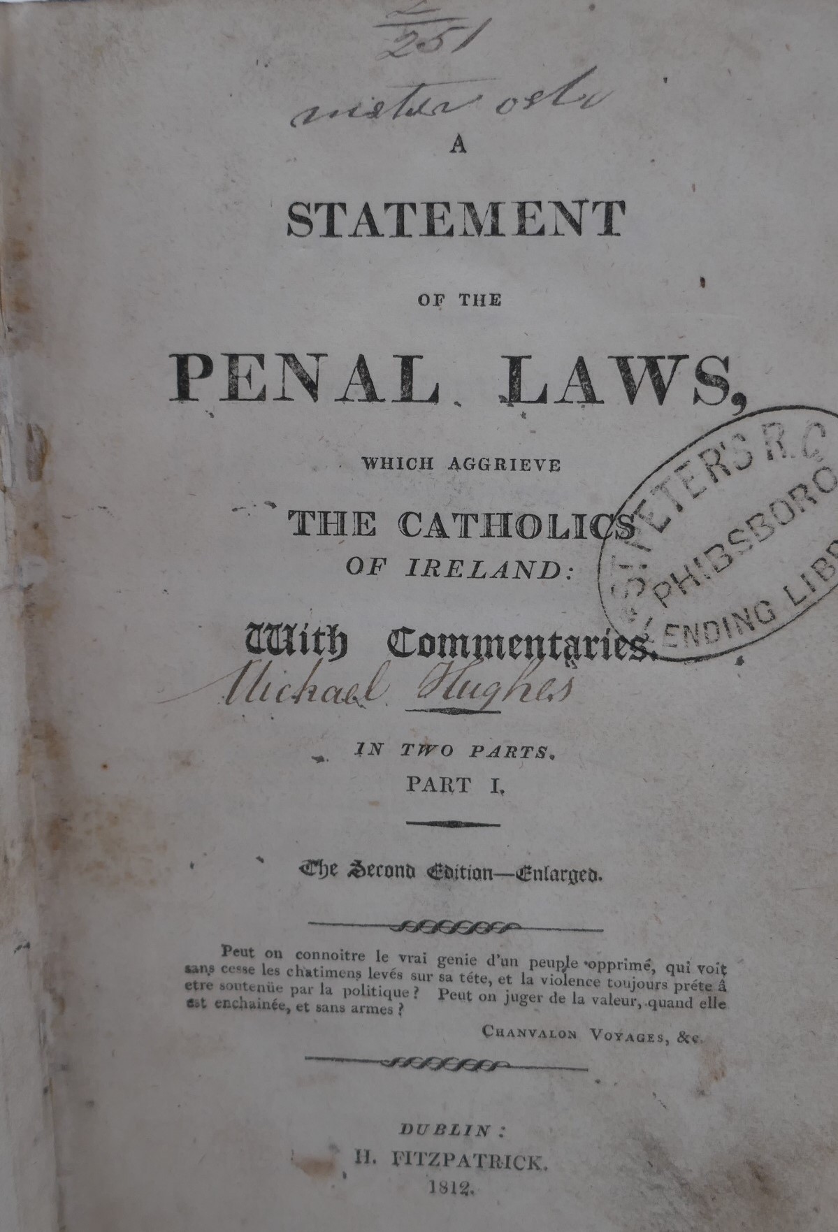 A Statement of the Penal Laws. Enlarged Edition (1812) - Image 2