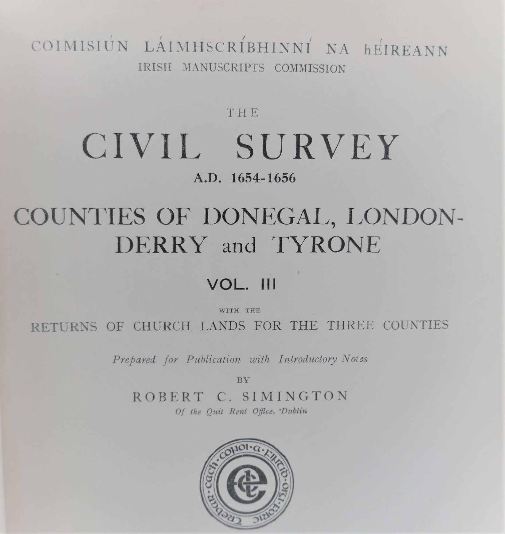 The Civil Survey. Counties of Donegal, Londonderry and Tyrone (1937) - Image 2