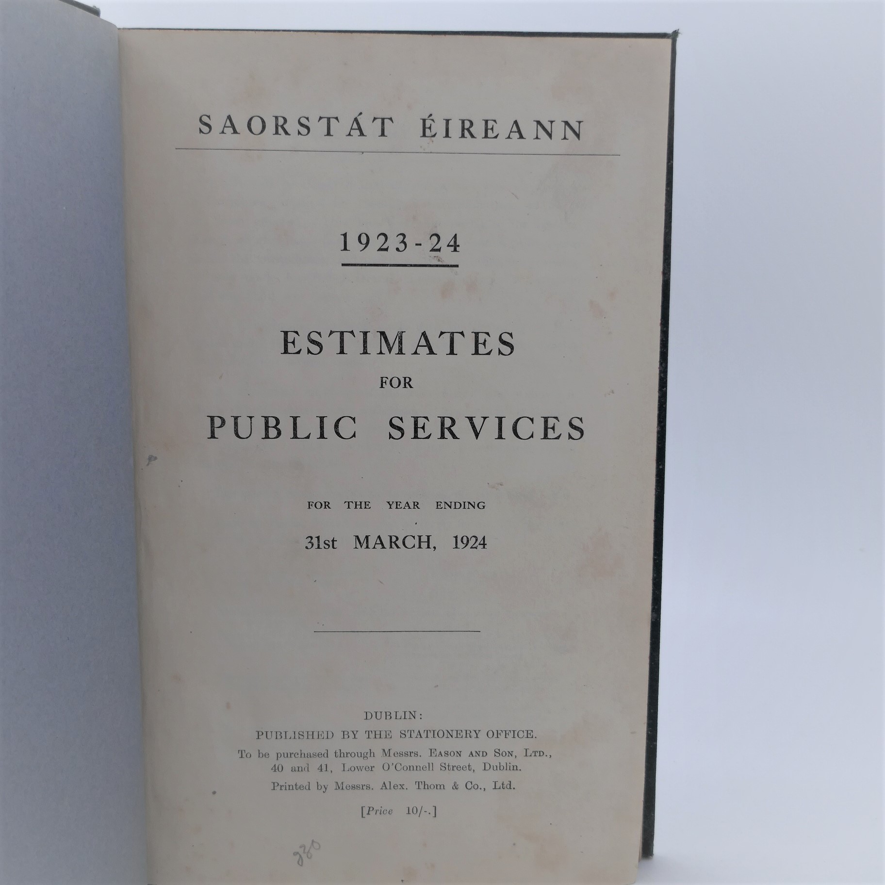 Estimate for Public Services, for the Year Ending March 31st, 1924 - Image 2