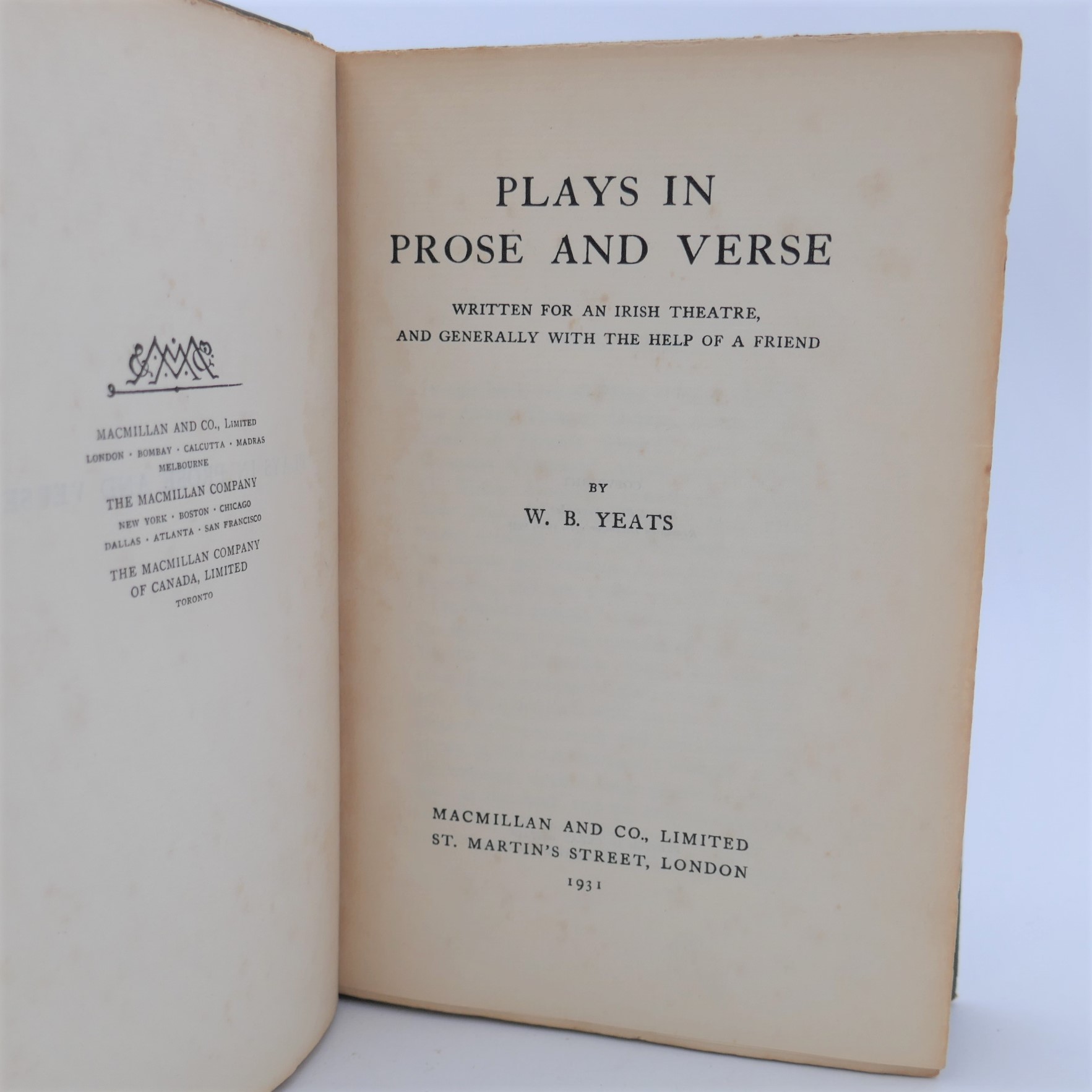 Plays in Prose and Verse. Inscribed by the Author (1931) - Image 2