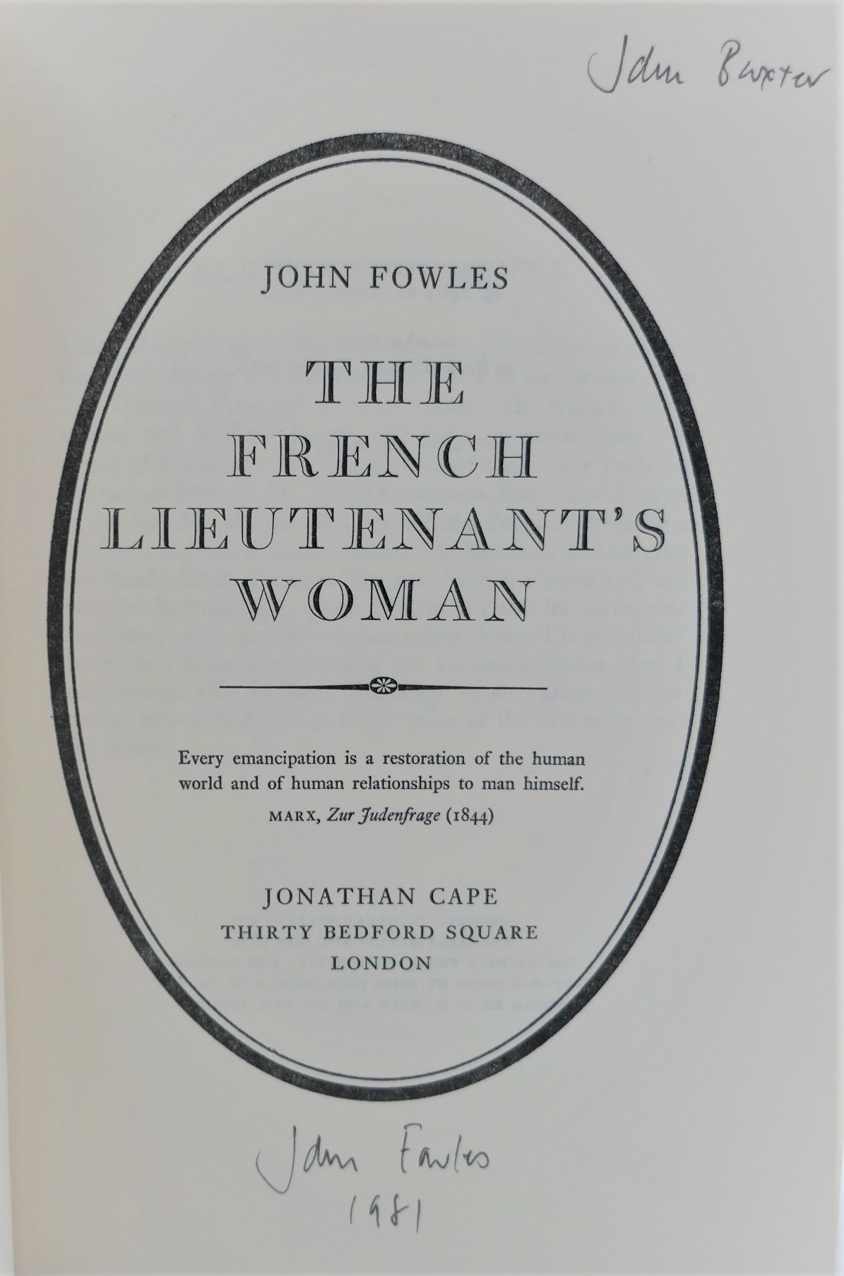 The French Lieutenant's Woman. Inscribed Copy (1969) - Image 3