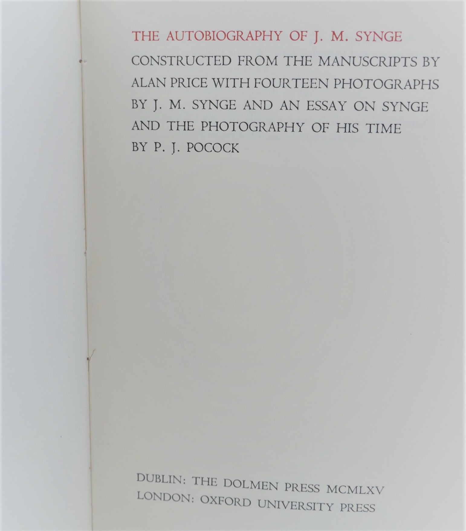 The Autobiography of J.M. Synge (1965) - Image 2
