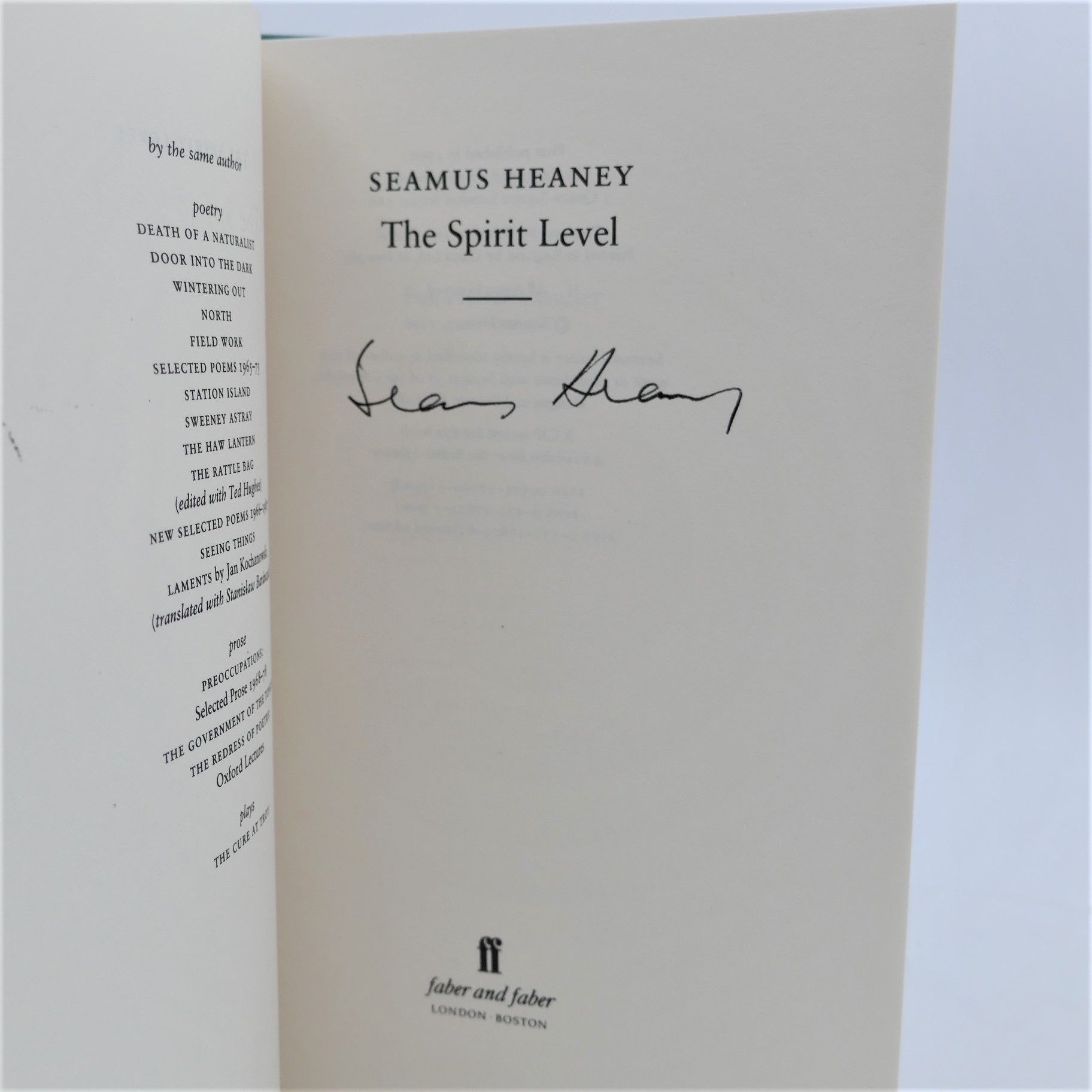 The Spirit Level. Signed Copy (1996) - Image 4