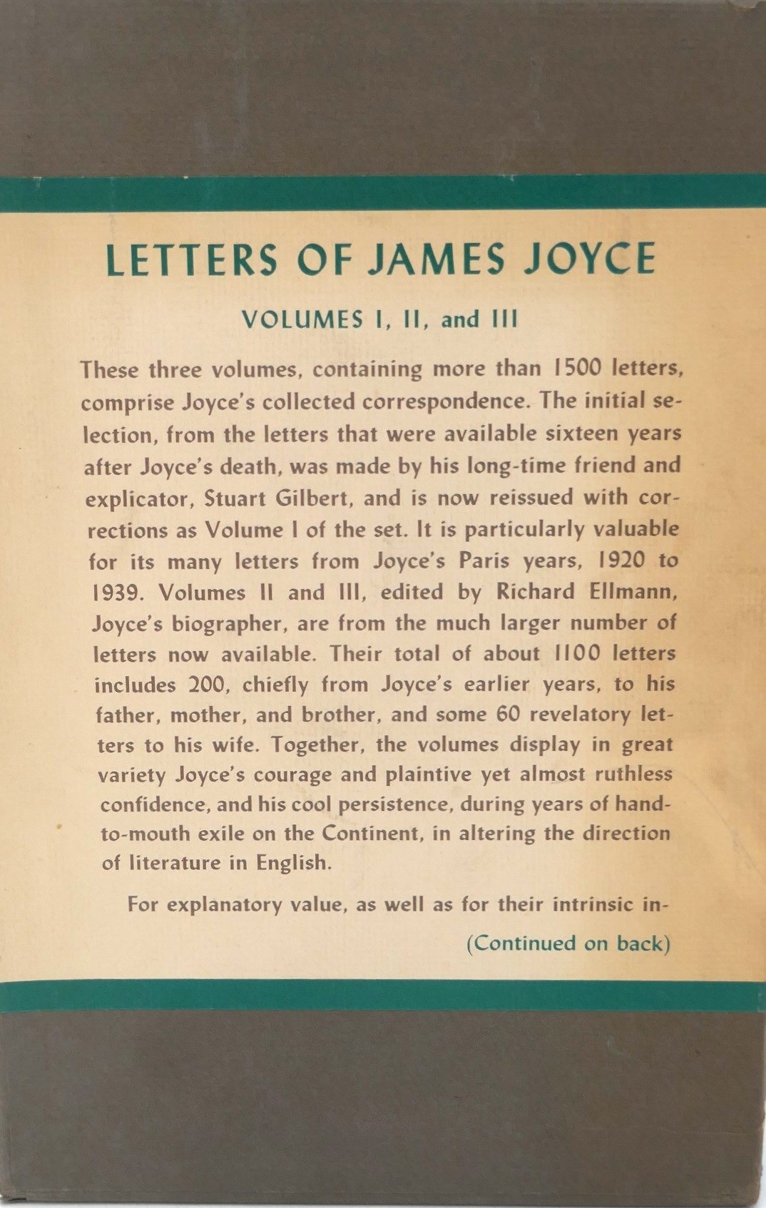 The Letters of James Joyce. Uniform Edition (1966) - Image 3