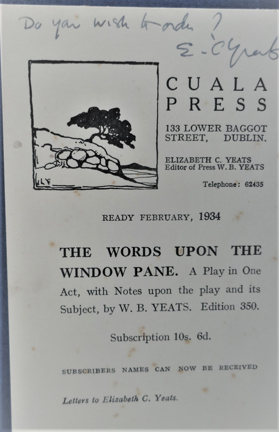 The Words Upon the Window Pane. Cuala Press (1934) - Image 5