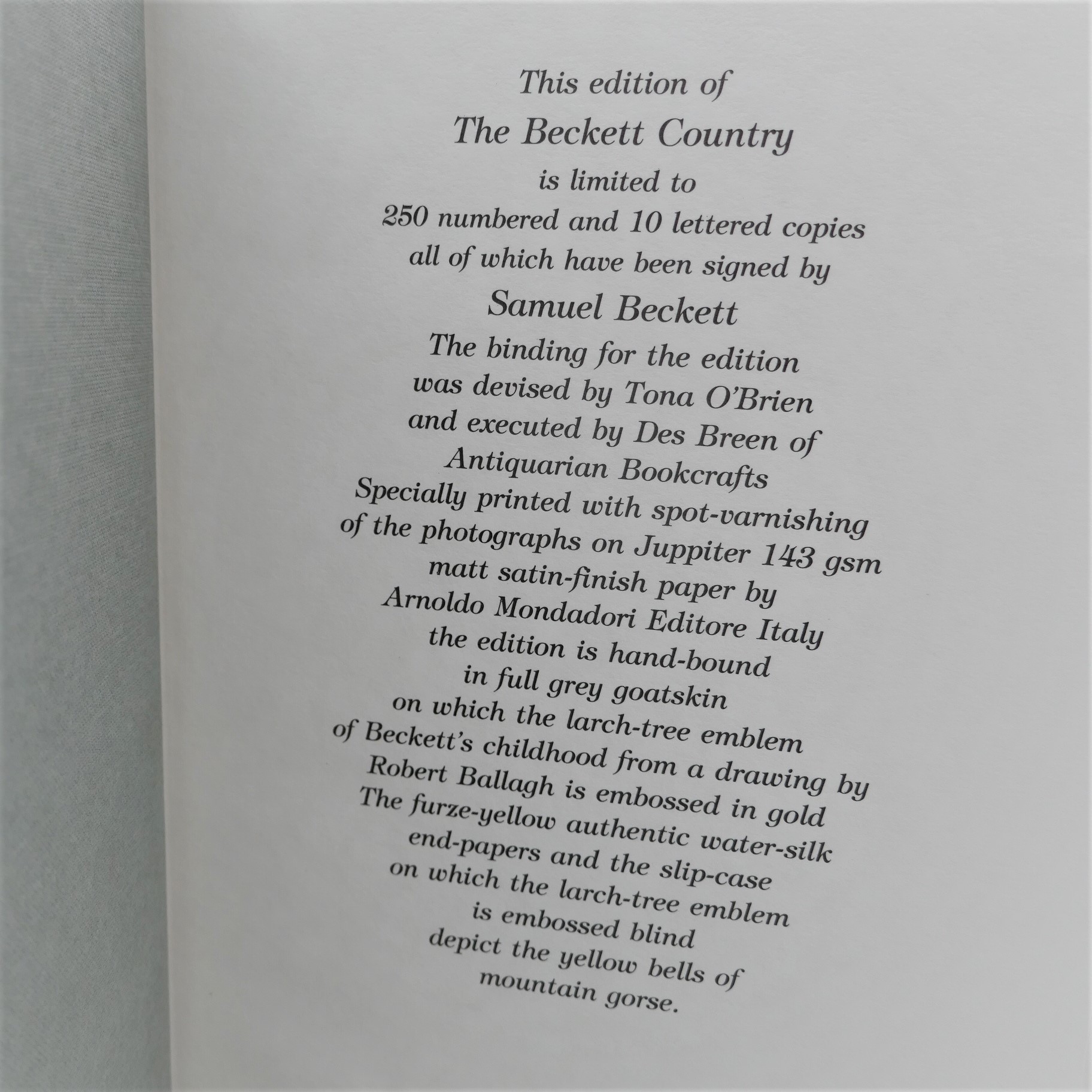 The Beckett Country. Samuel Beckett's Ireland. Limited Signed Edition (1986) - Image 6