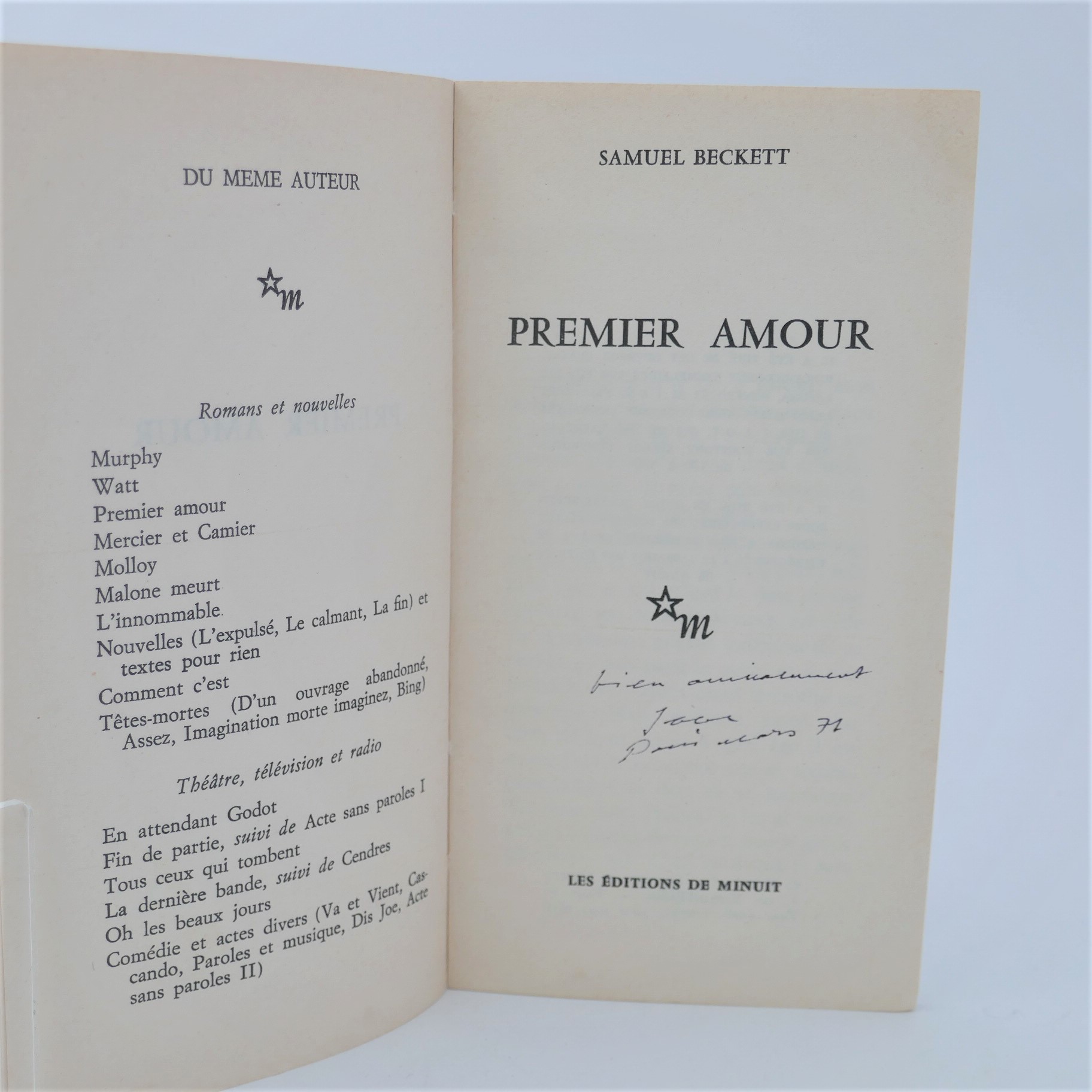 Premier Amour. Inscribed by the Author (1970) - Image 2