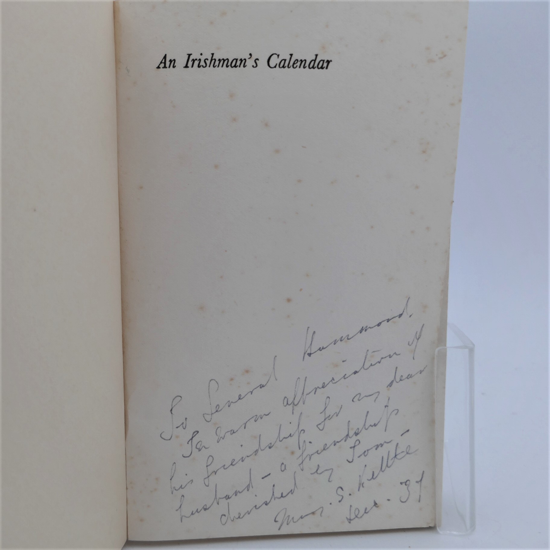 An Irishman's Calendar. Presentation Copy (1938) - Image 2