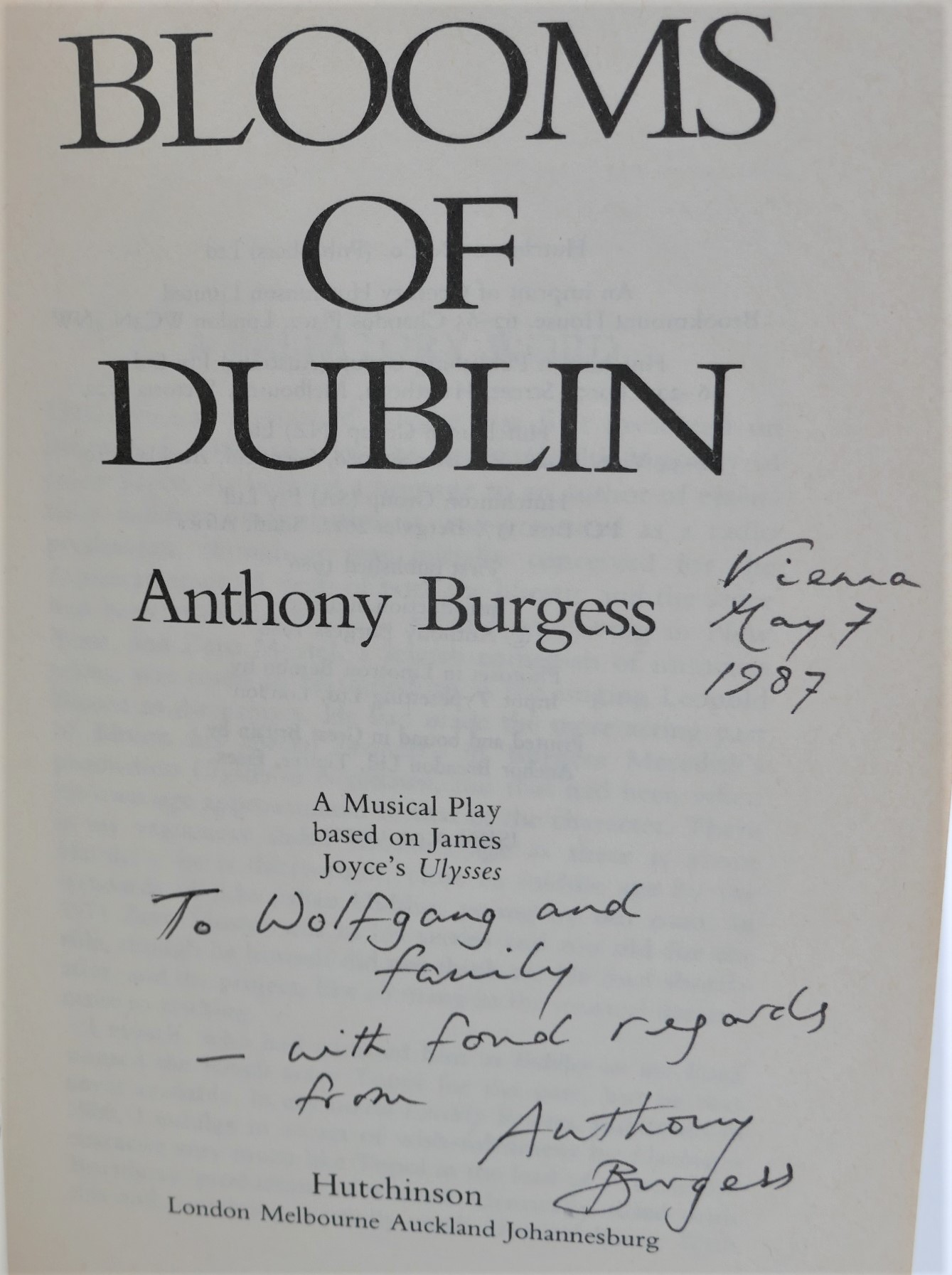 Blooms of Dublin. Inscribed by the Author (1986) - Image 2