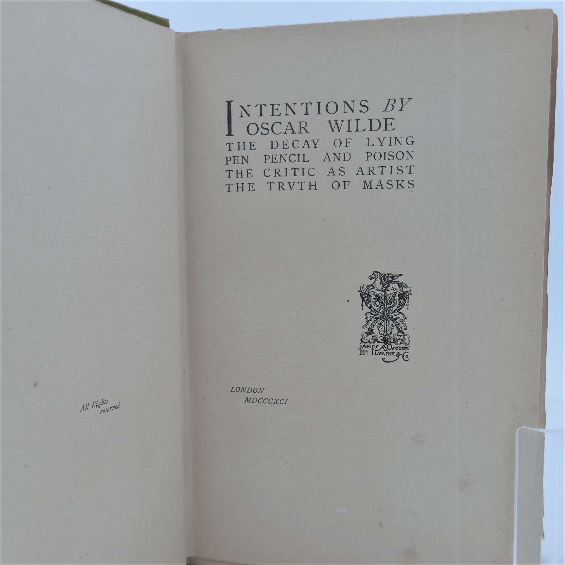 Intentions. The Decay of Lying. Inscribed by the Author (1891) - Image 2