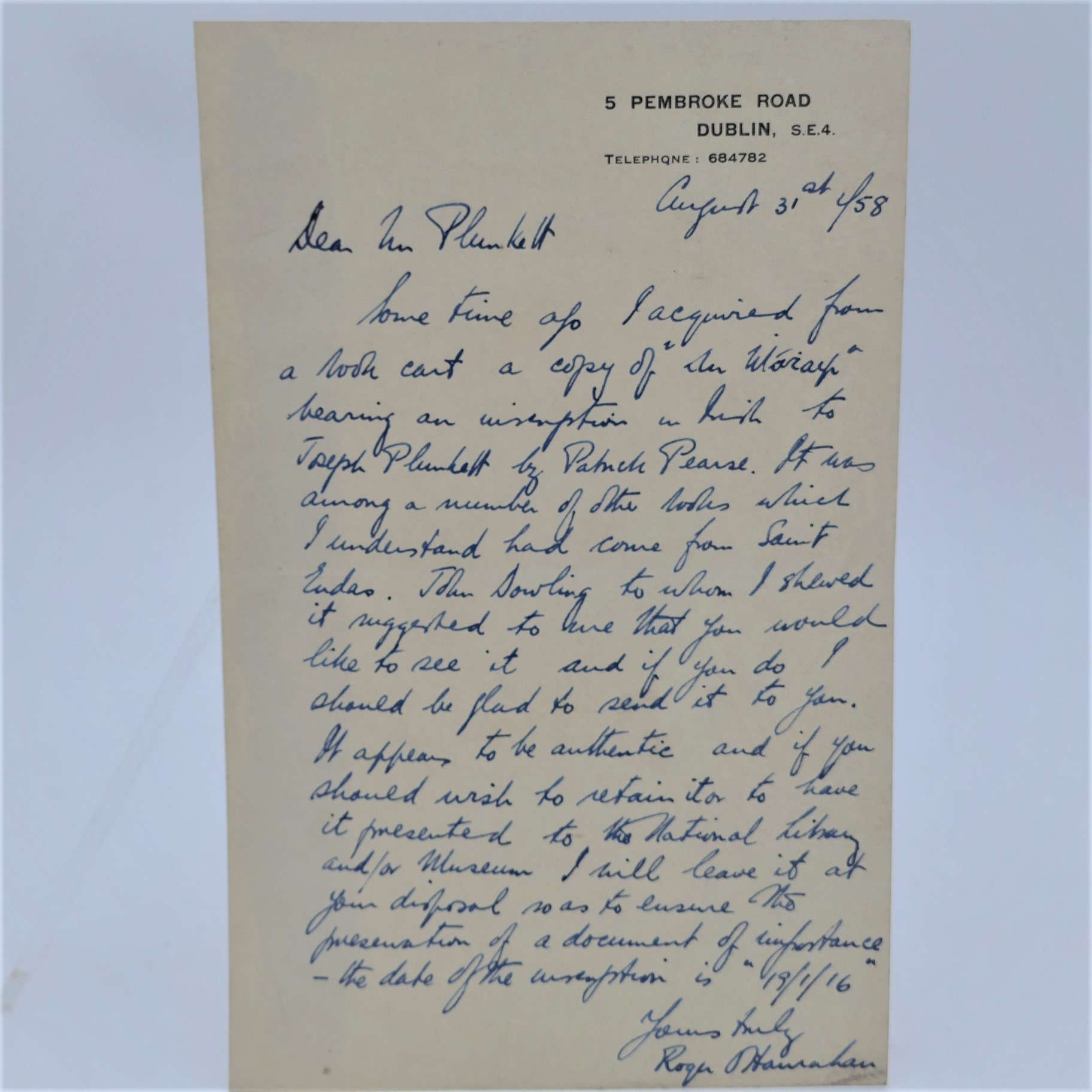 The Philosophy of Irish Ireland. Presentation Copy From P.H. Pearse (1905) - Image 7