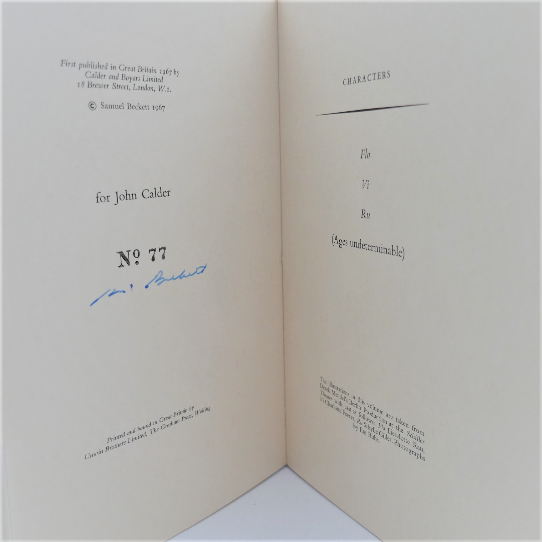 Come and Go. A Dramaticule. Limited Signed Edition (1967) - Image 3