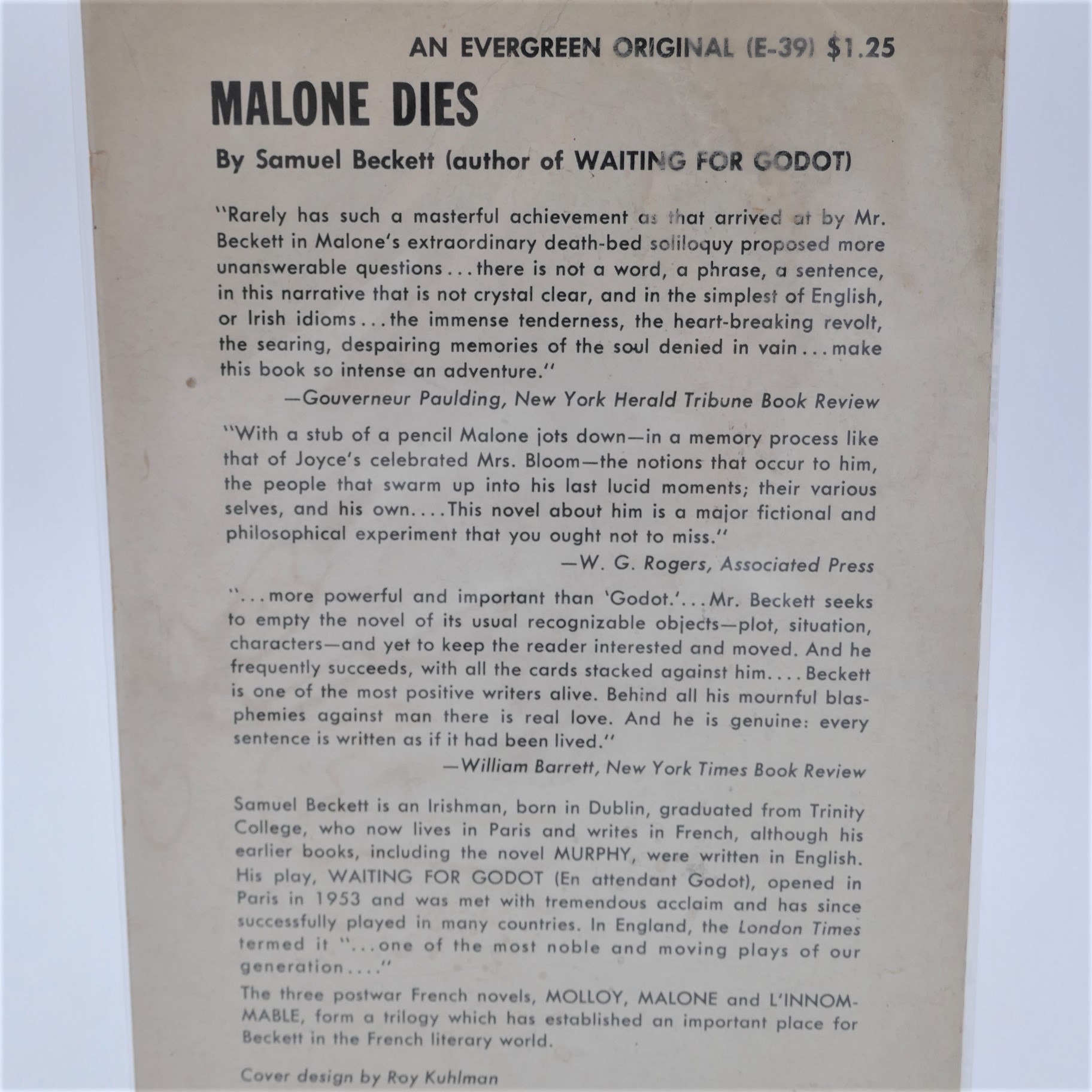 Malone Dies. First Paperback Edition (1956) - Image 2