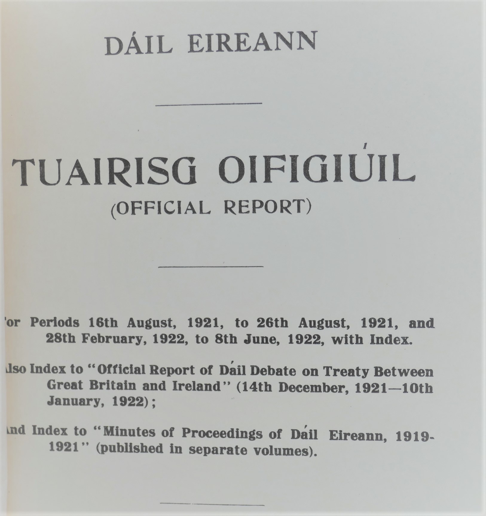 Minutes of Proceedings of the First Dáil. Three Volumes (1919-1922) - Image 8