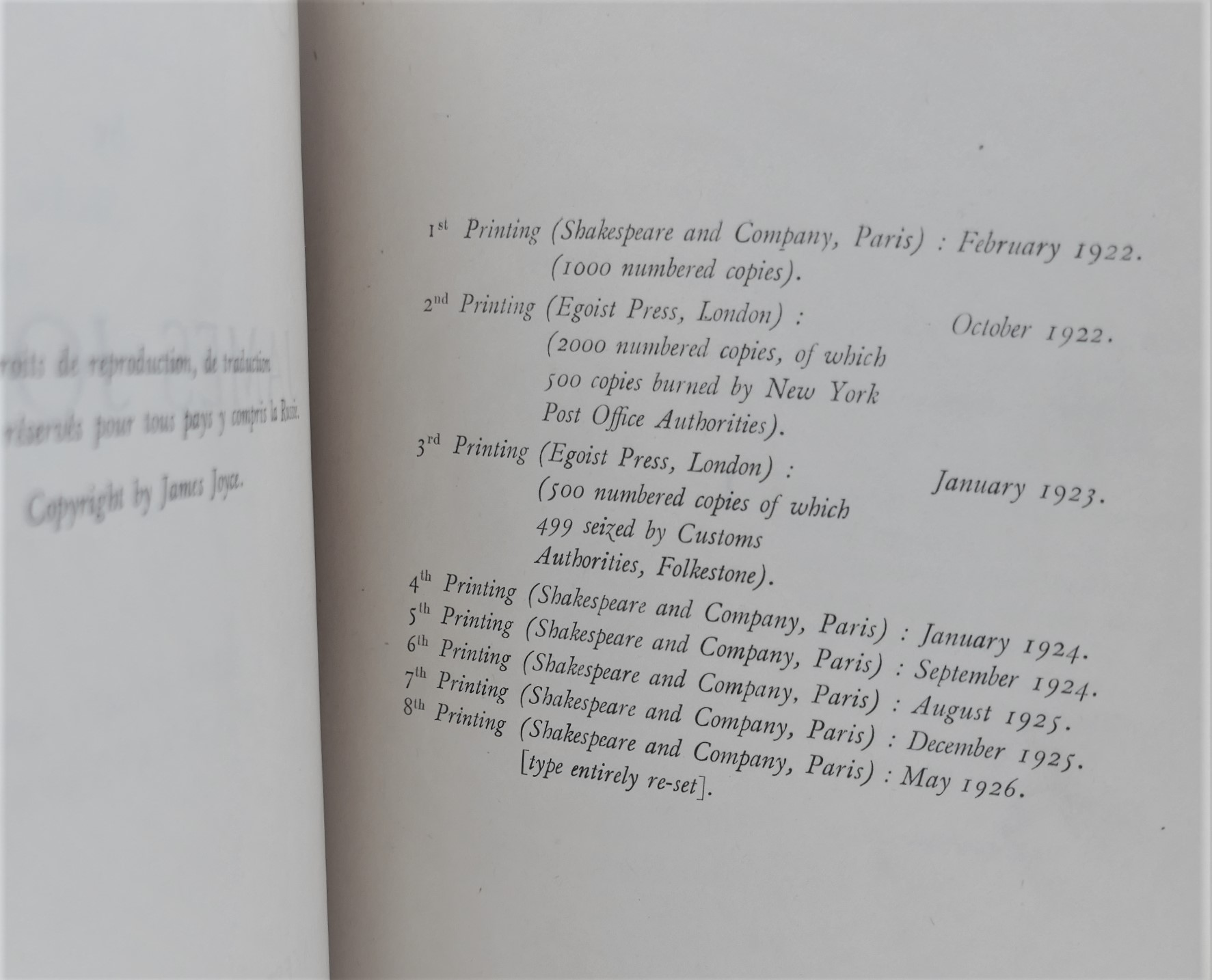 Ulysses. Eighth Printing. Shakespeare & Co. (1926) - Image 4