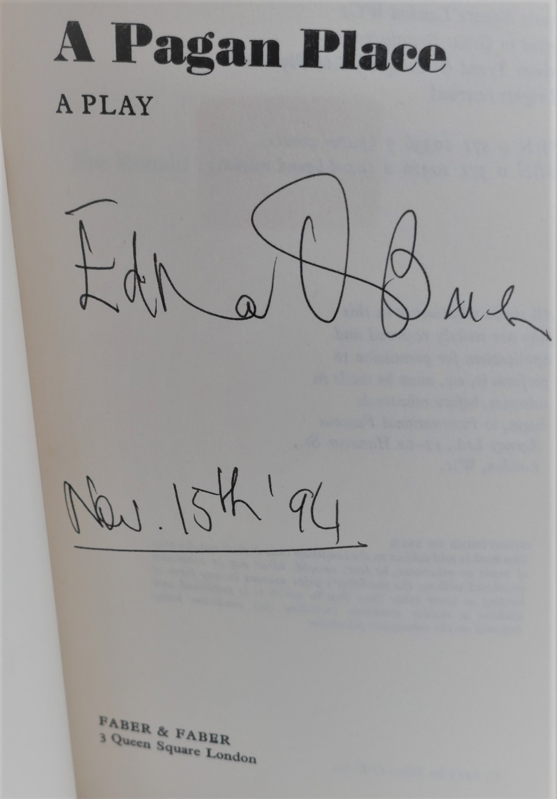 A Pagan Place. Author Signed (1973) - Image 2