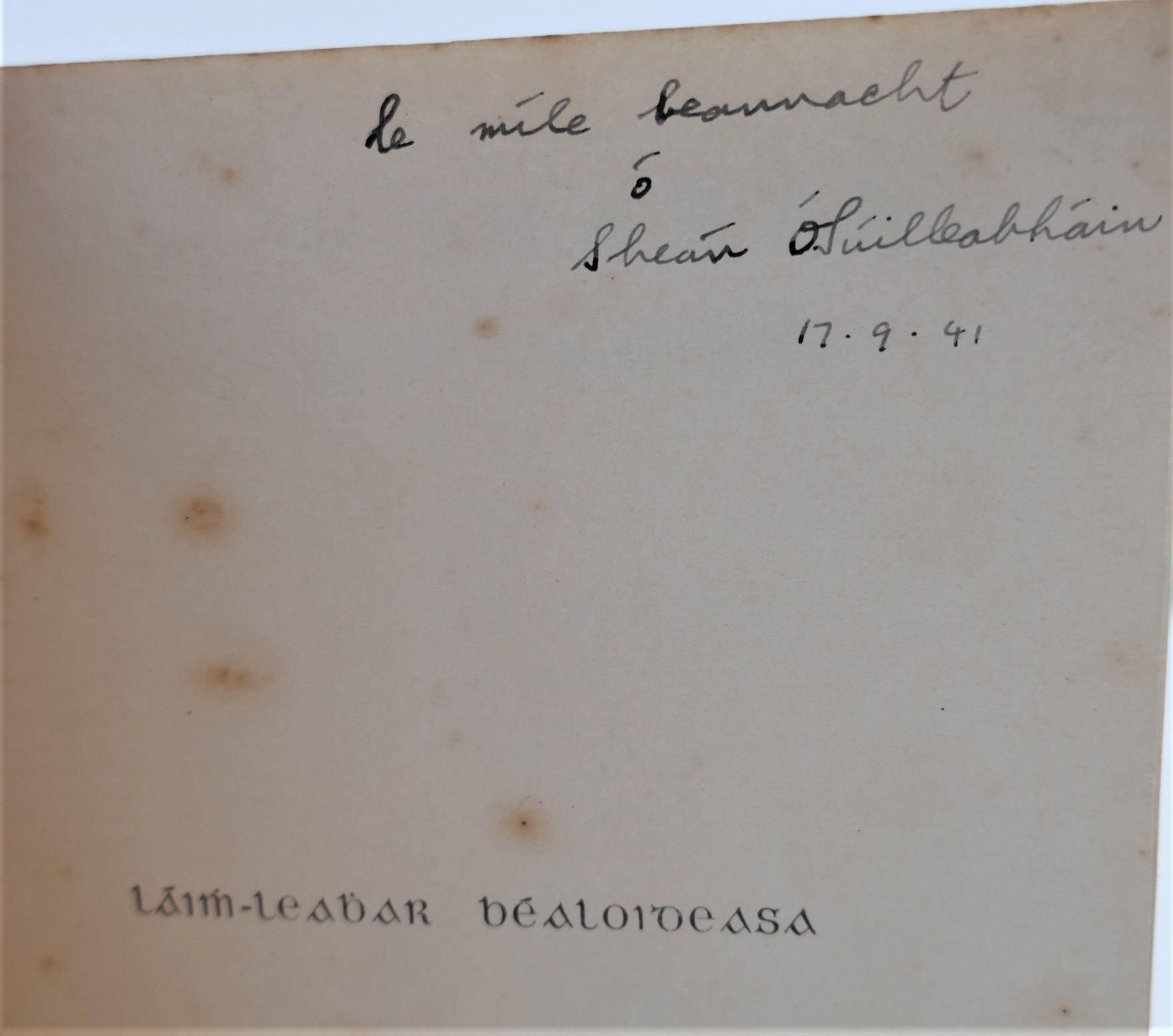 Laimh-Leabhar Bealoideasa. Signed Copy (1937) - Image 3