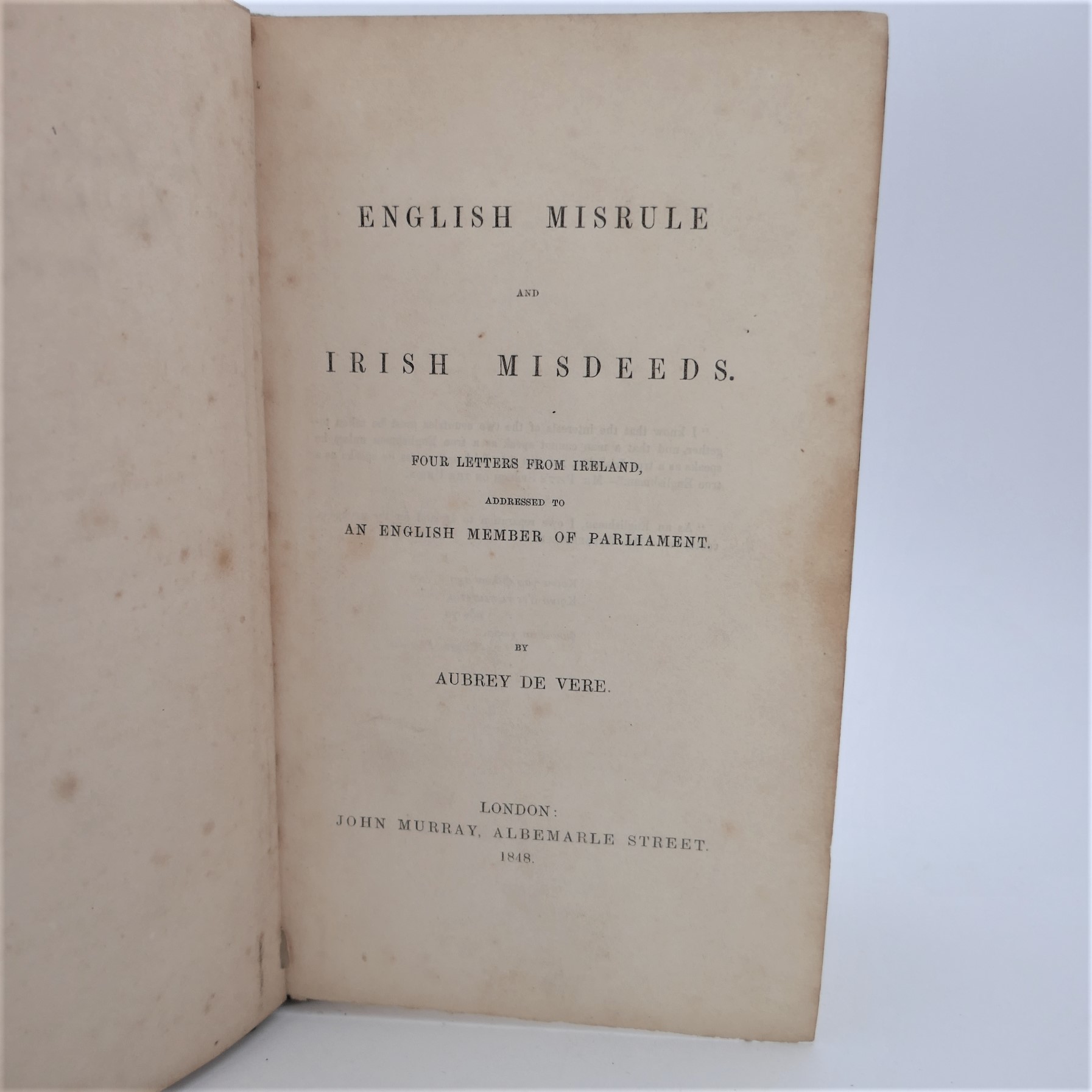English Misrule and Irish Misdeeds. Inscribed by the Author (1848) - Image 3