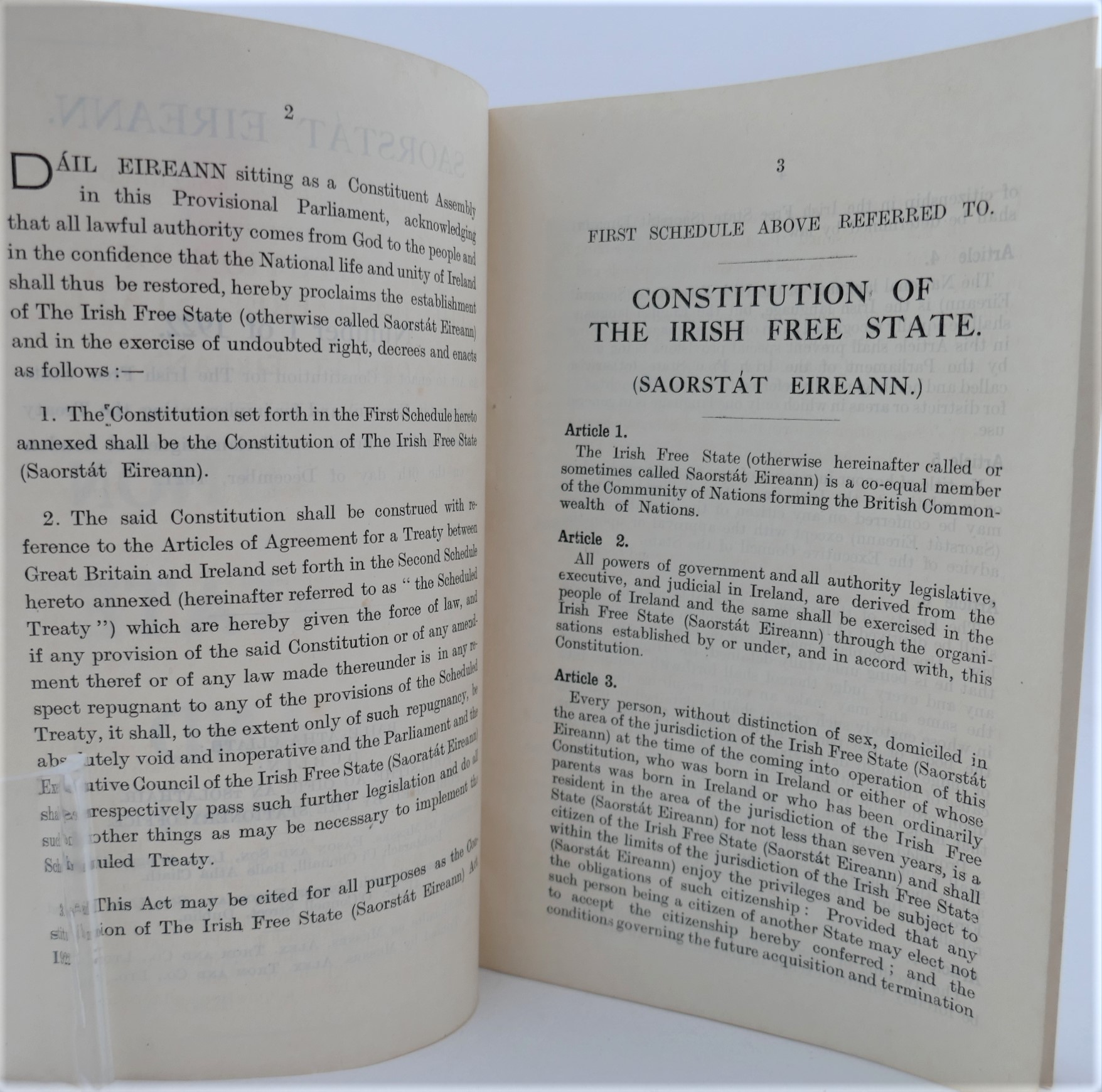 Constitution of the Free State of Ireland -English Translation (1922) - Image 2