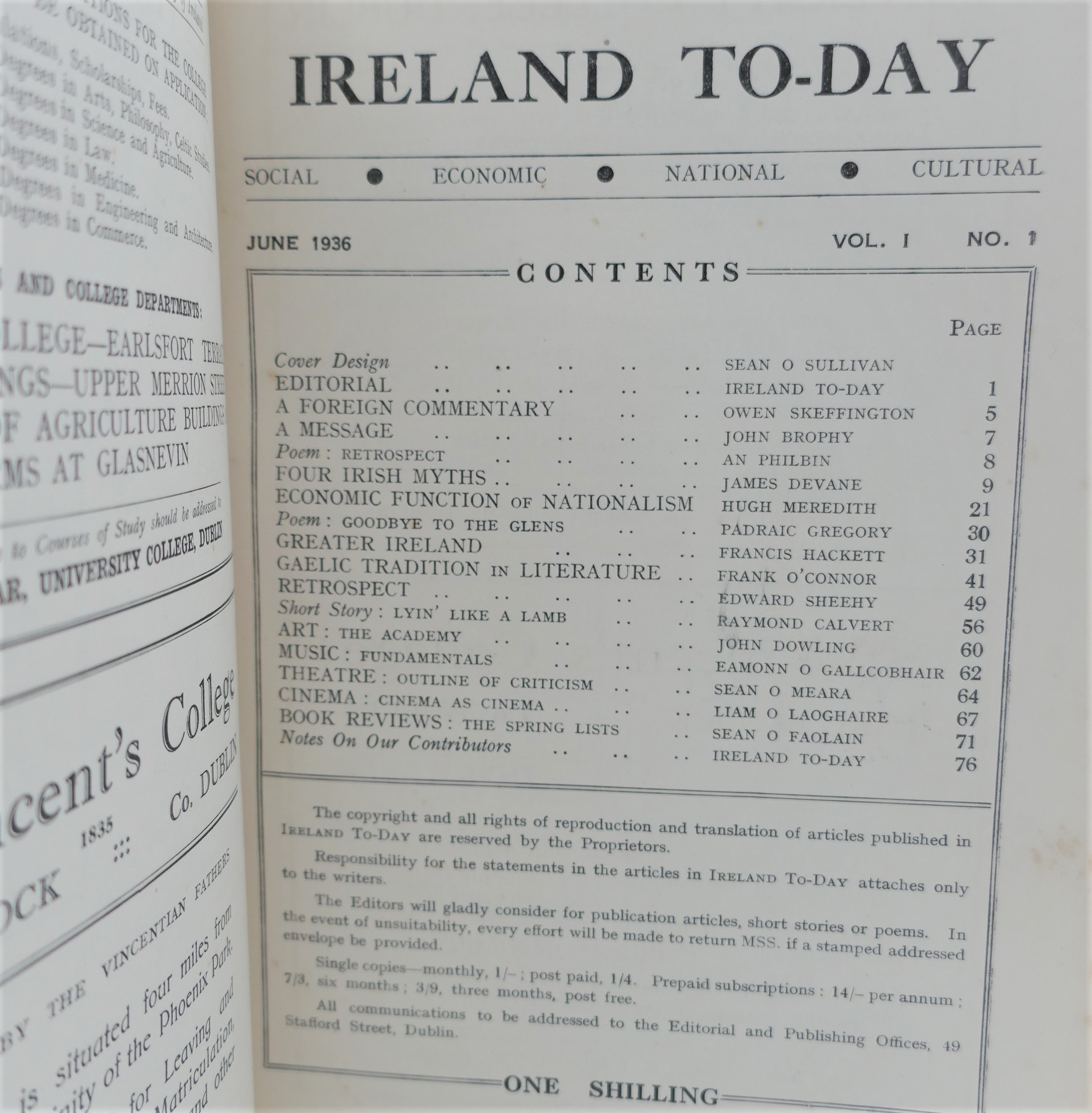 Ireland To-Day. Complete Run (June 1936-March 1938) - Image 3