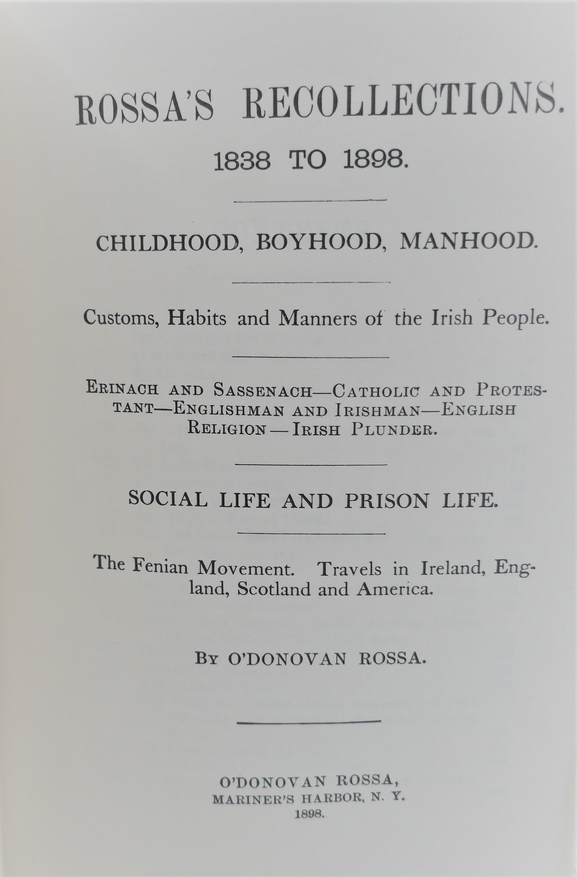 Rossa's Recollections. Facsimile Edition (1972) - Image 2