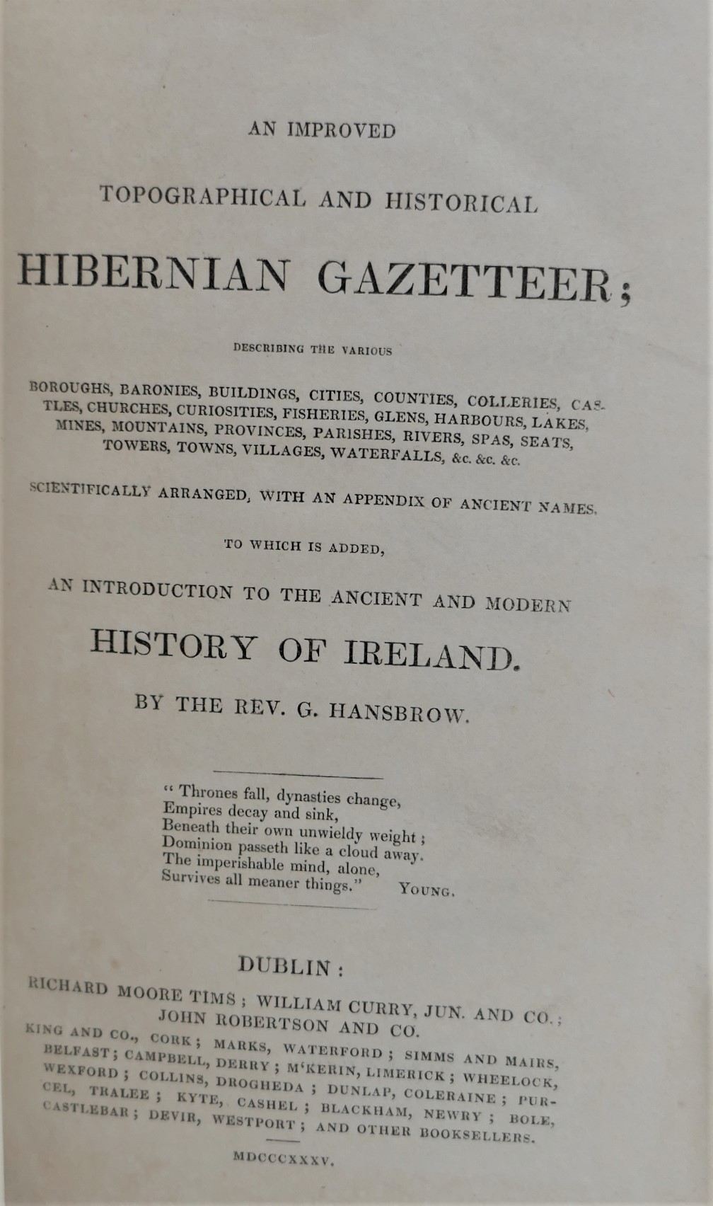 An Improved Topographical and Historical Hibernian Gazetteer (1835) - Image 2