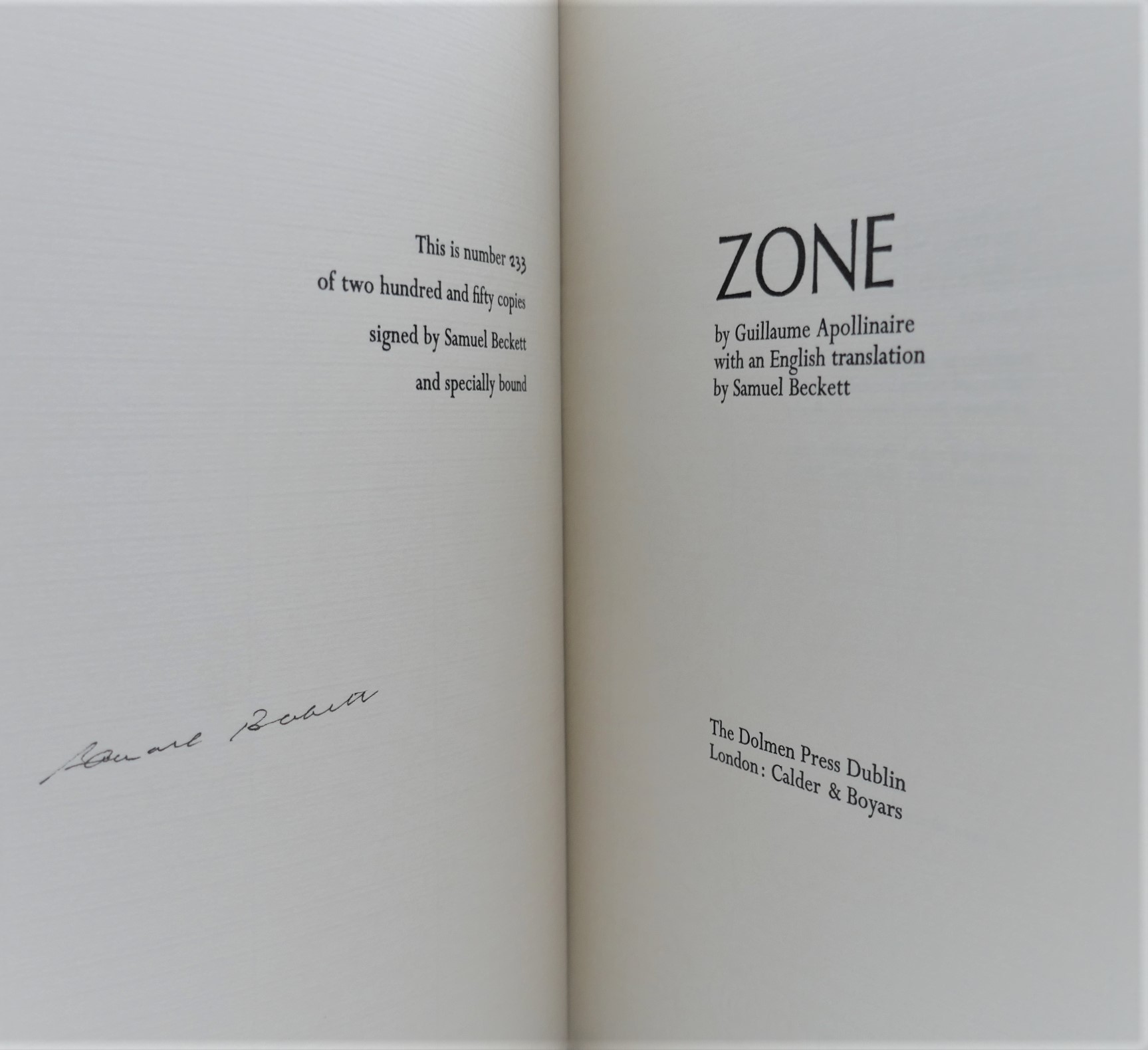 Zone. By Guillaume Apollinaire. Limited Signed Edition (1972) - Image 3